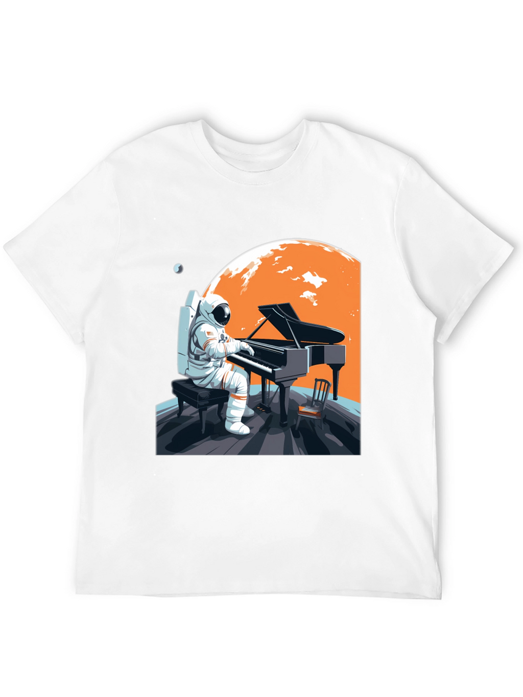 Astronaut Pianist Graphic Tee - Space Music Shirt