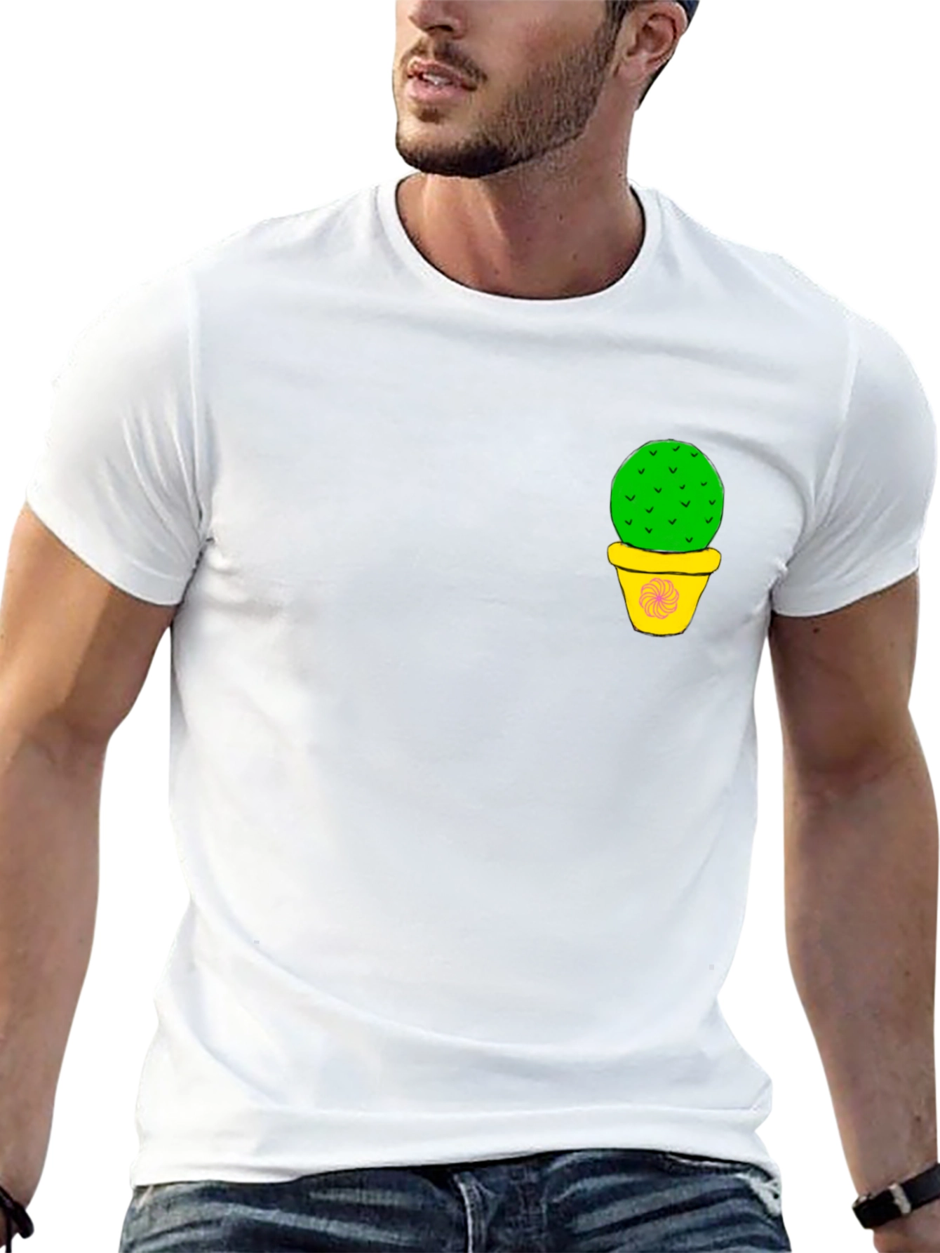 Cactus Pot Graphic Black T-Shirt