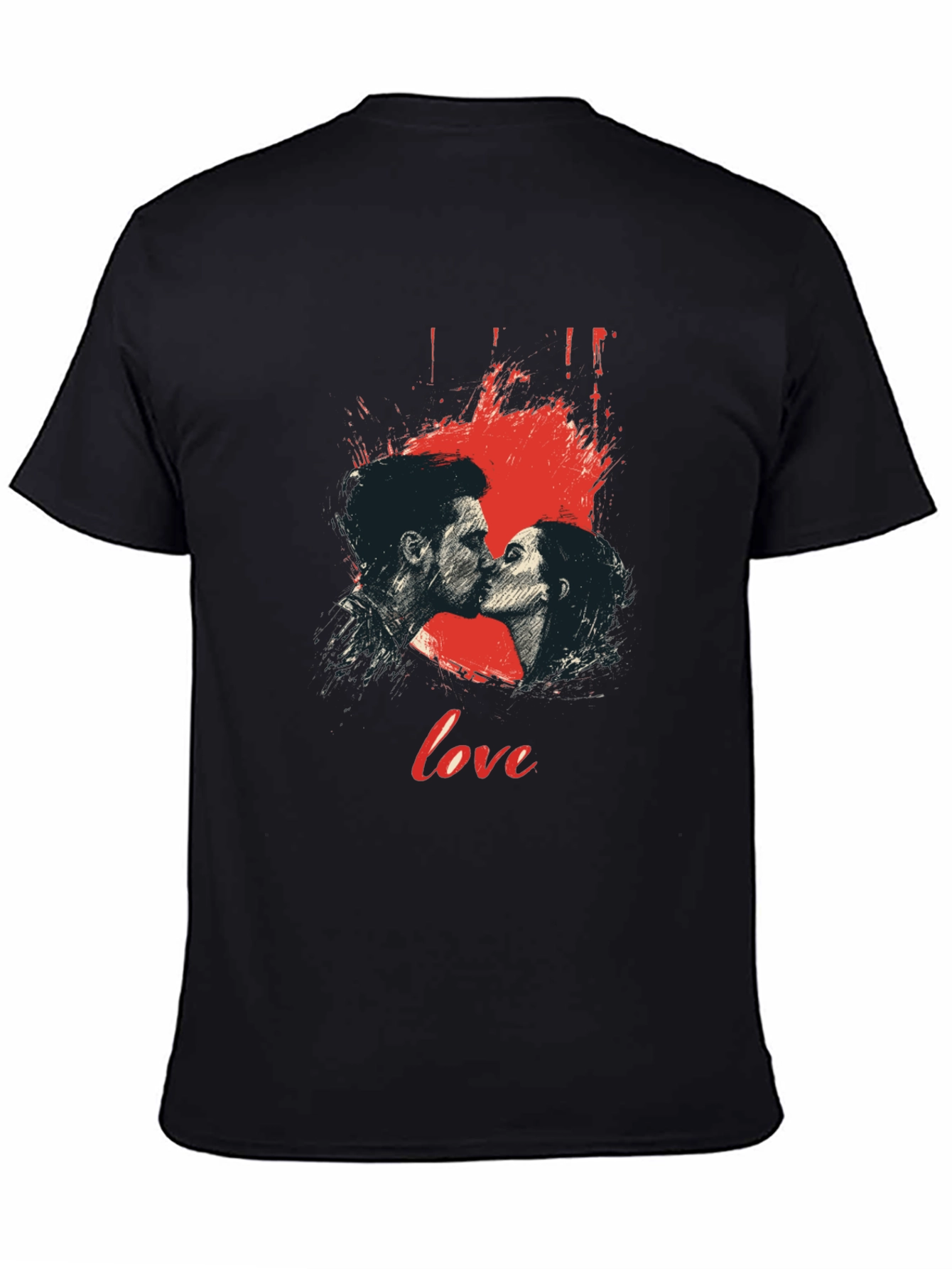 Love Kiss Graphic T-Shirt - Stylish Black Tee