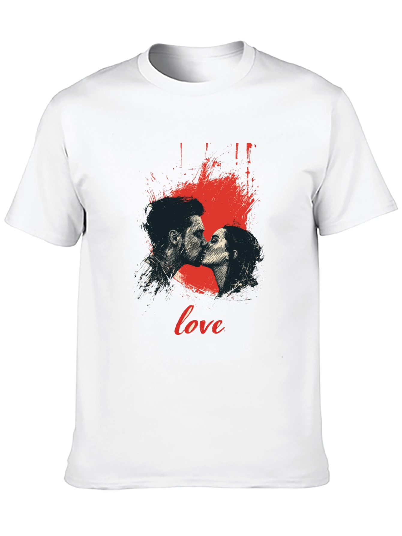 Love Kiss Graphic T-Shirt - Stylish Black Tee