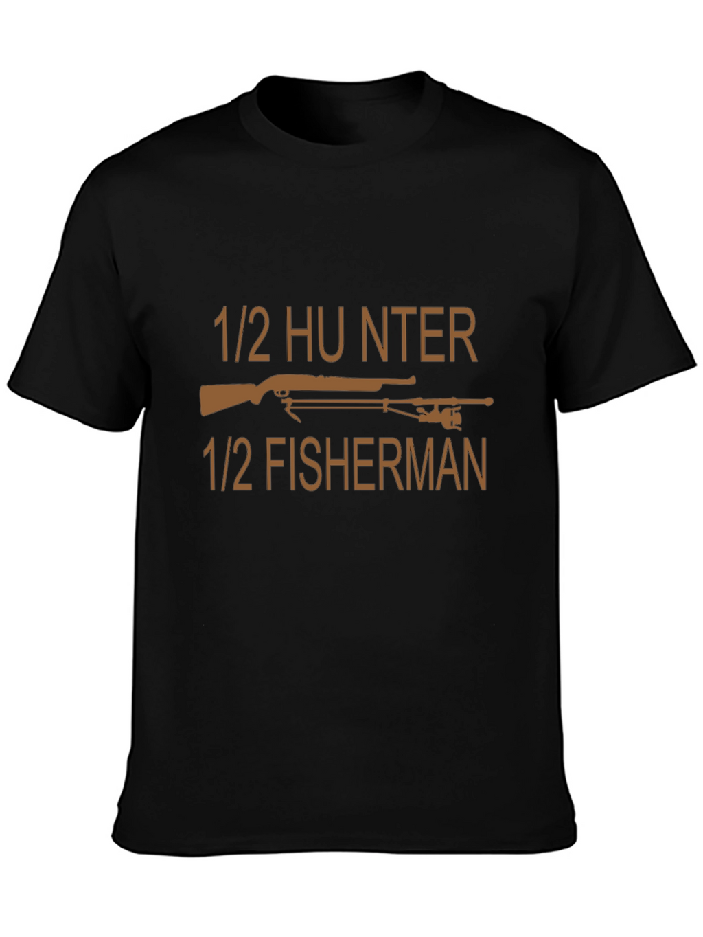 1/2 Hunter 1/2 Fisherman Black T-Shirt