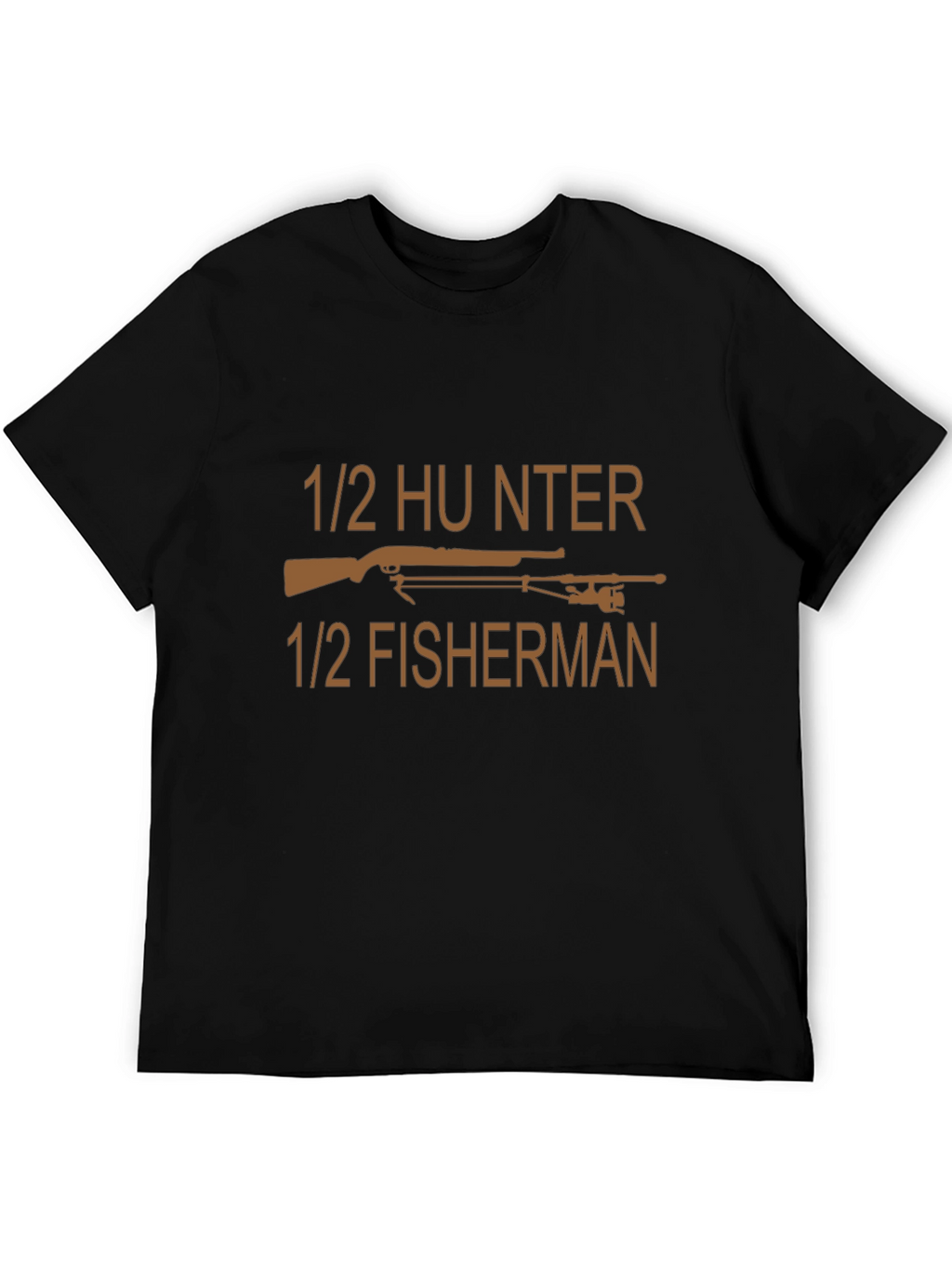 1/2 Hunter 1/2 Fisherman Black T-Shirt