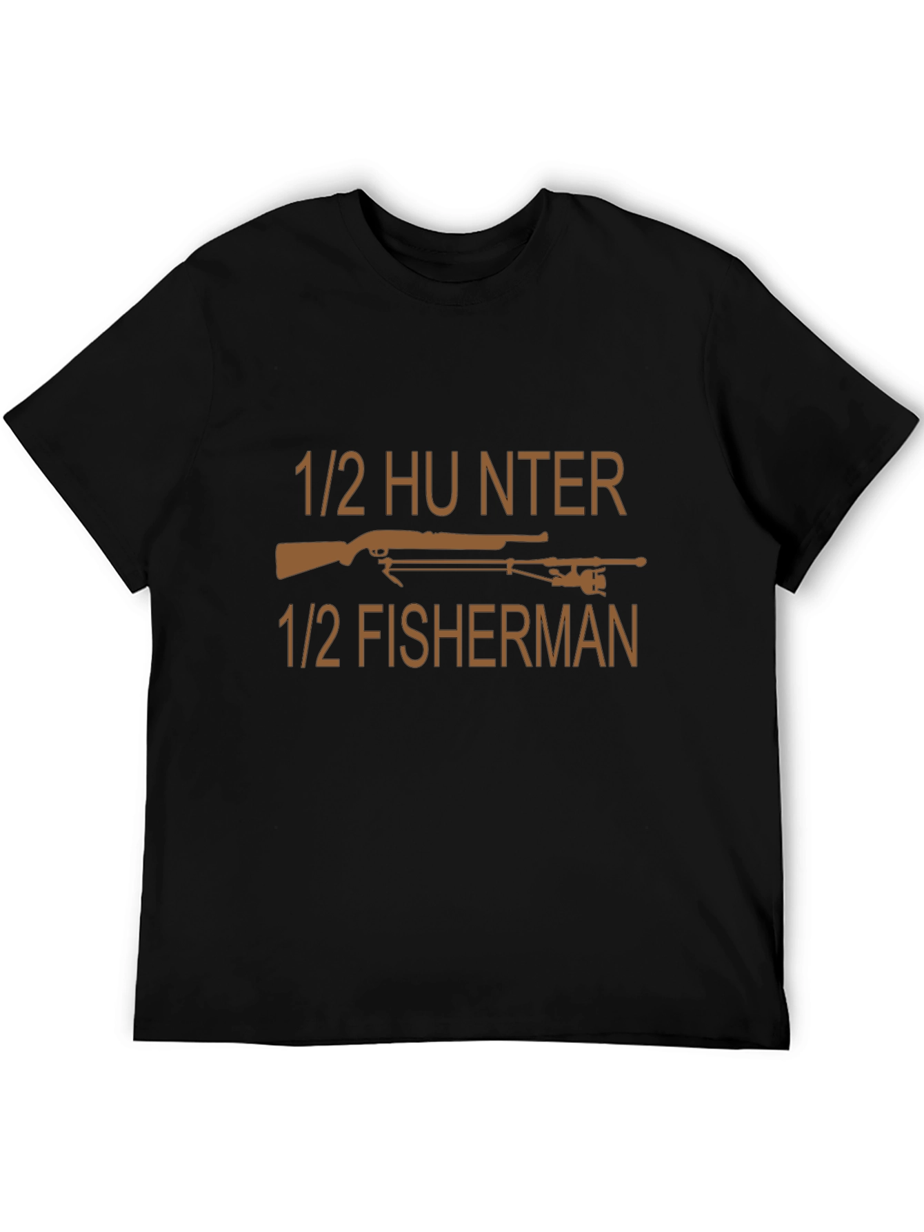 1/2 Hunter 1/2 Fisherman Black T-Shirt