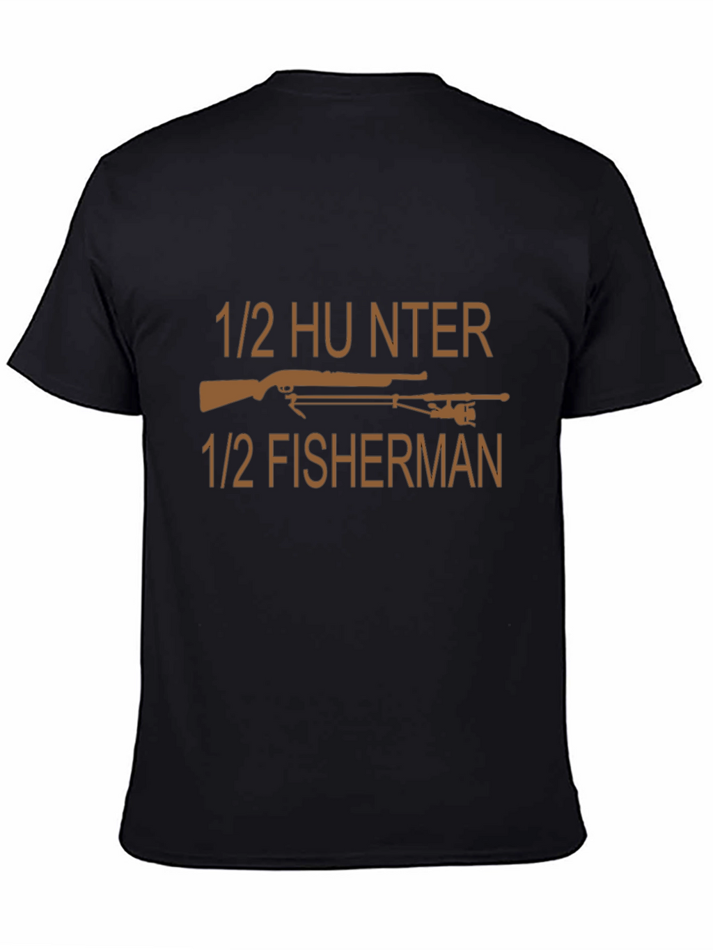 1/2 Hunter 1/2 Fisherman Black T-Shirt