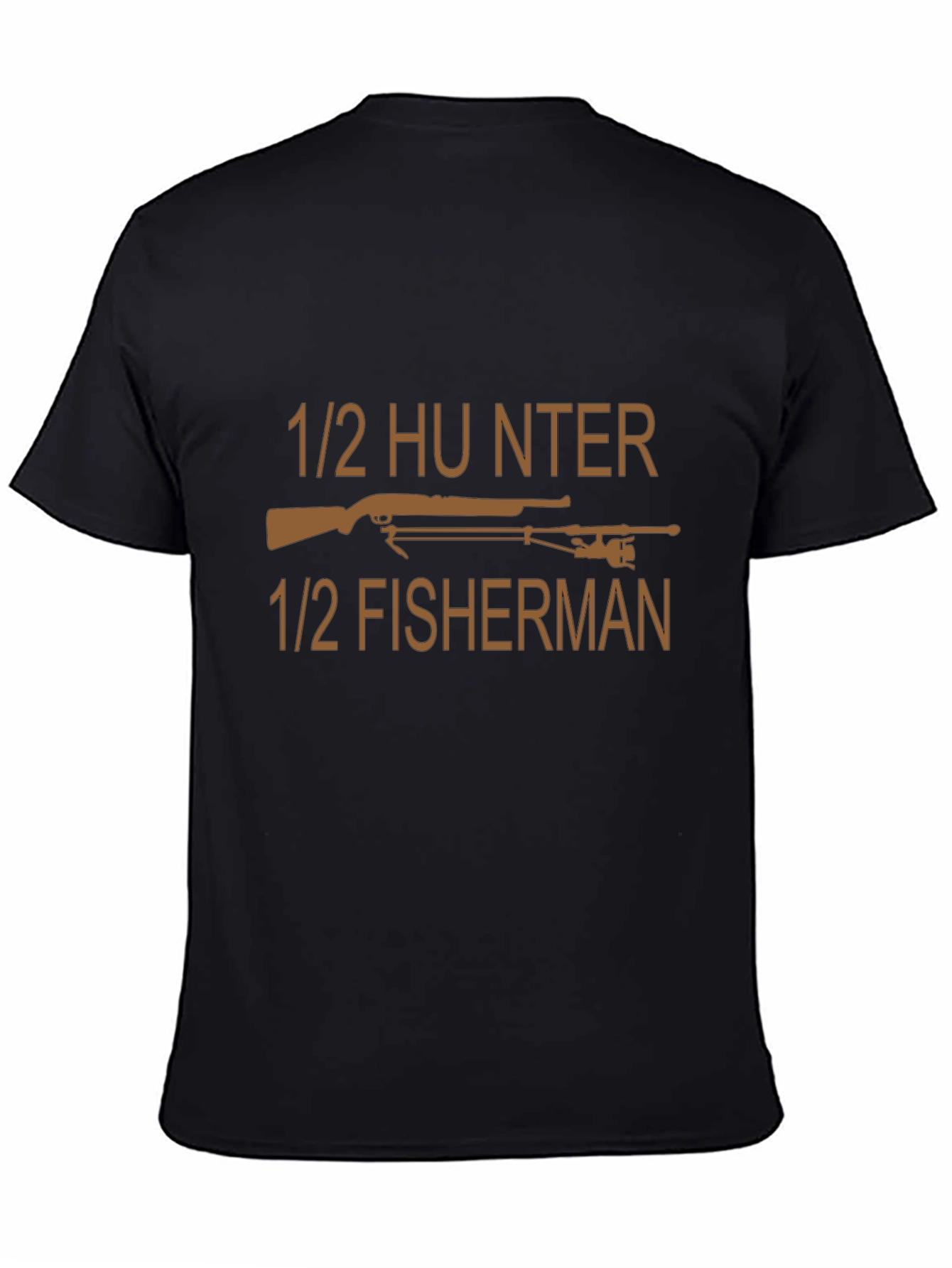 1/2 Hunter 1/2 Fisherman Black T-Shirt