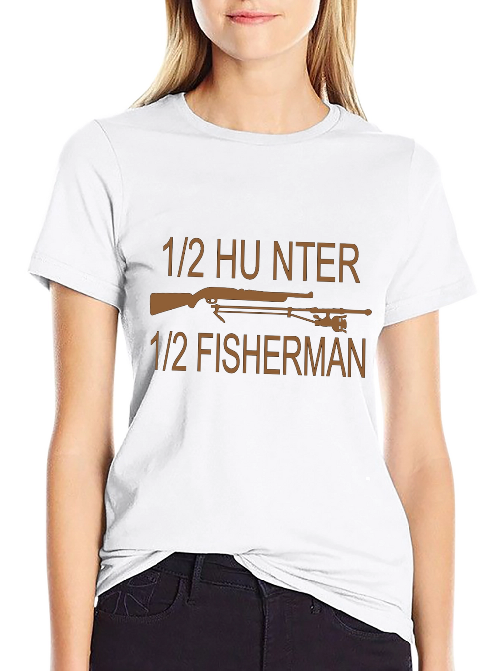 1/2 Hunter 1/2 Fisherman Black T-Shirt