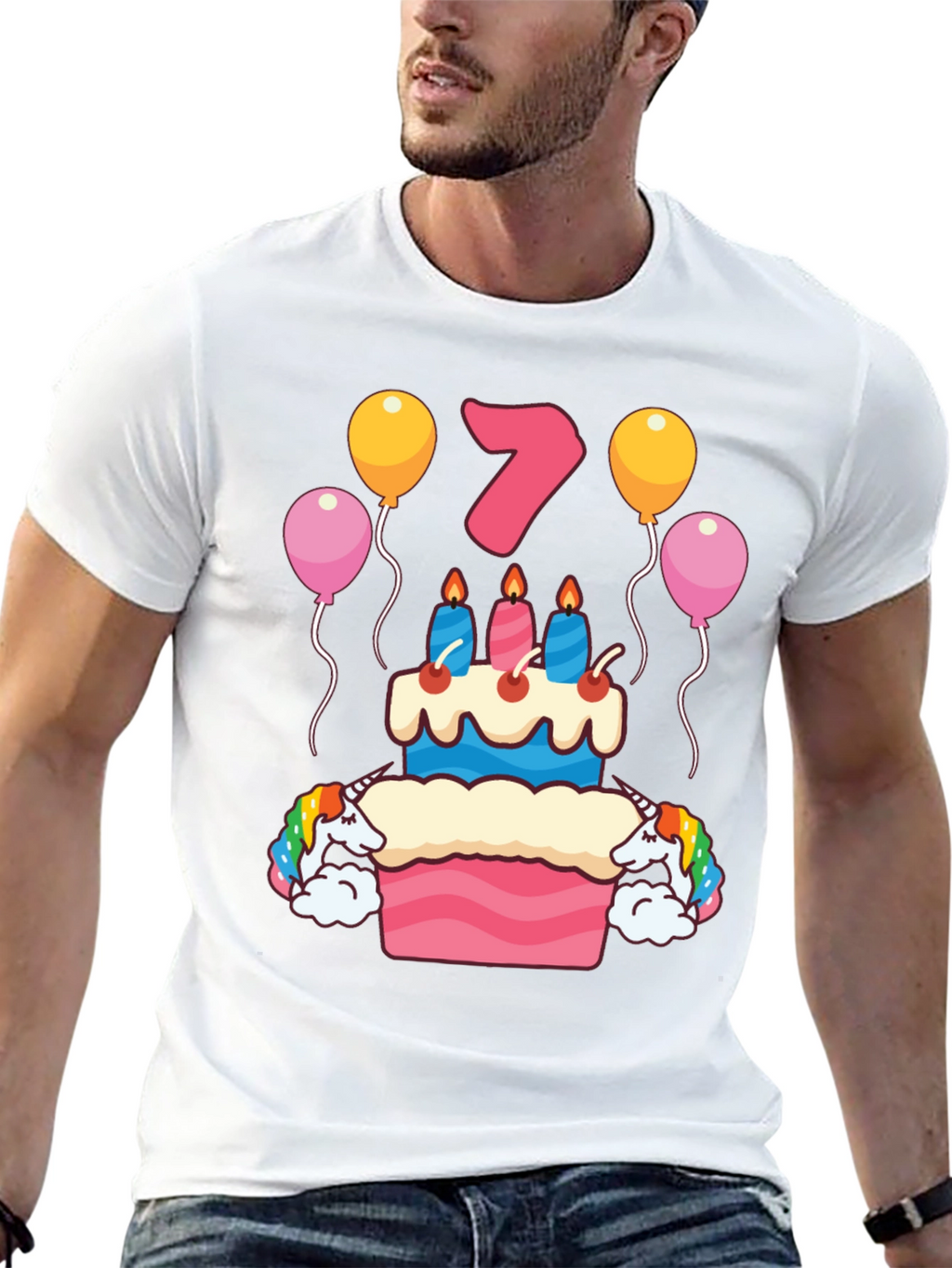 Birthday 7 Unicorn Cake T-Shirt