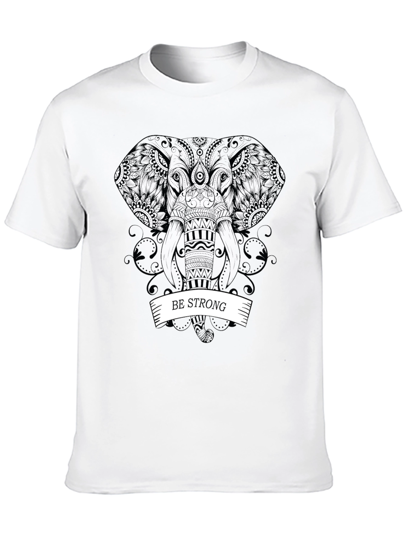 Be Strong Elephant Graphic Tee - Black