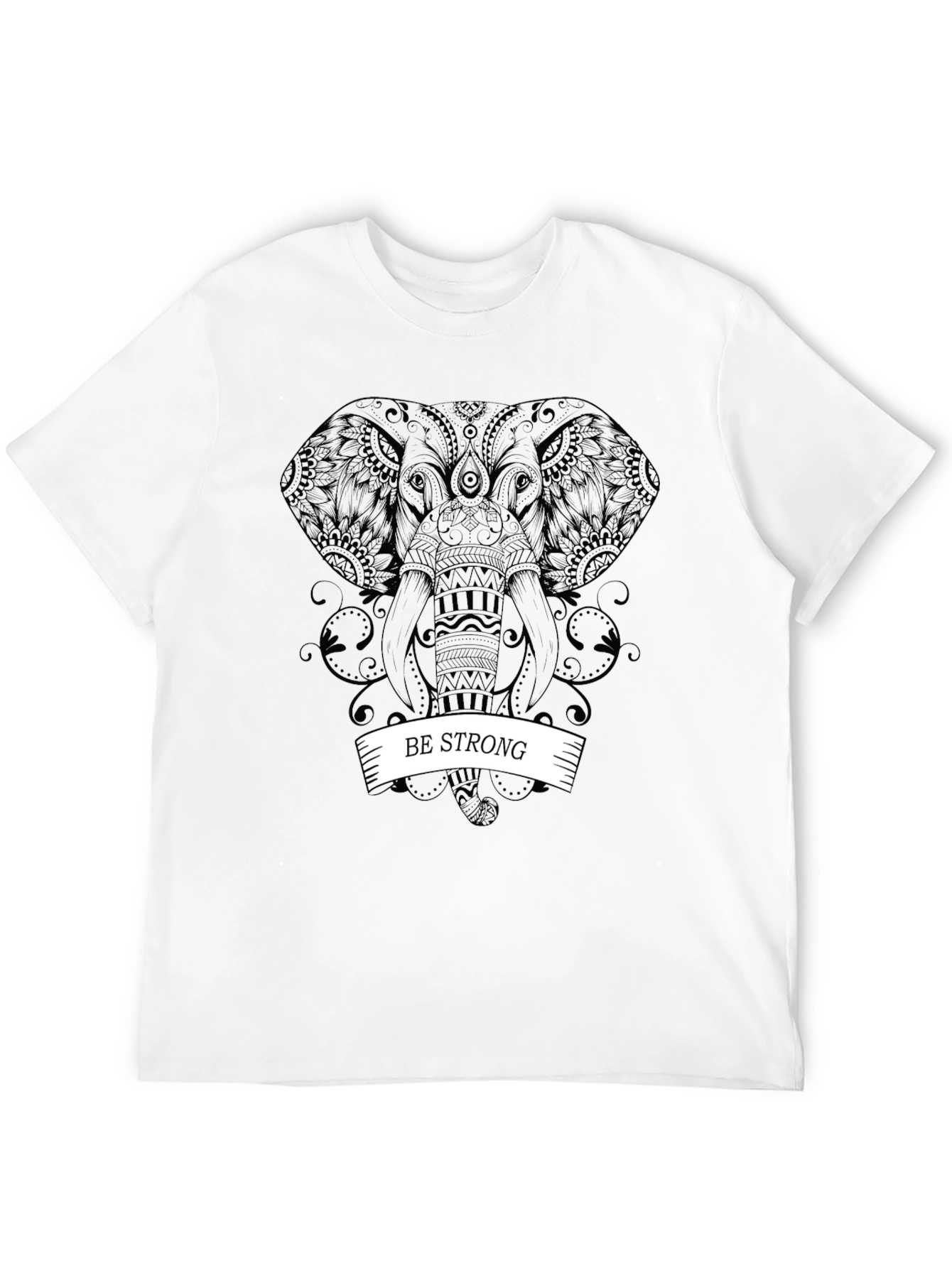 Be Strong Elephant Graphic Tee - Black