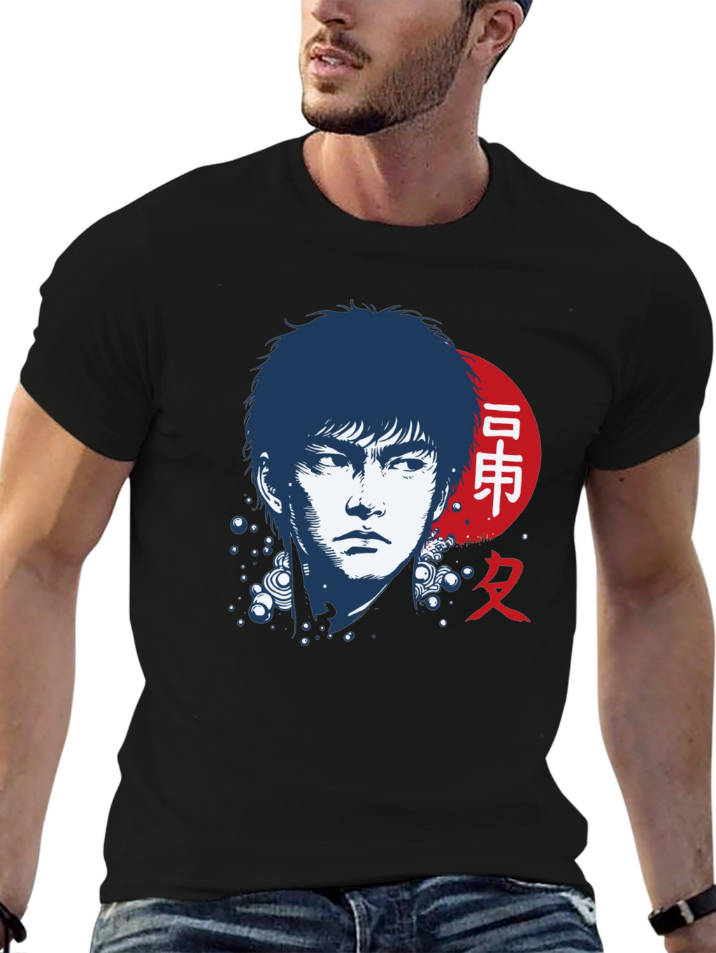 Japanese Art Style Black T-Shirt