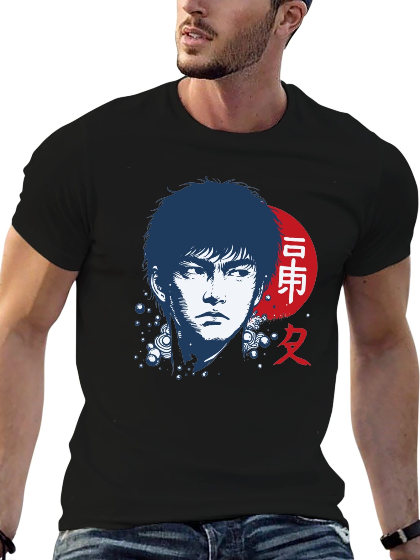 Japanese Art Style Black T-Shirt