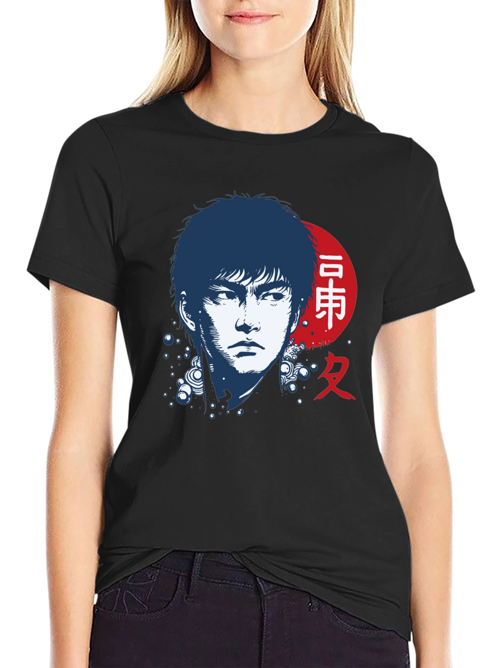 Japanese Art Style Black T-Shirt