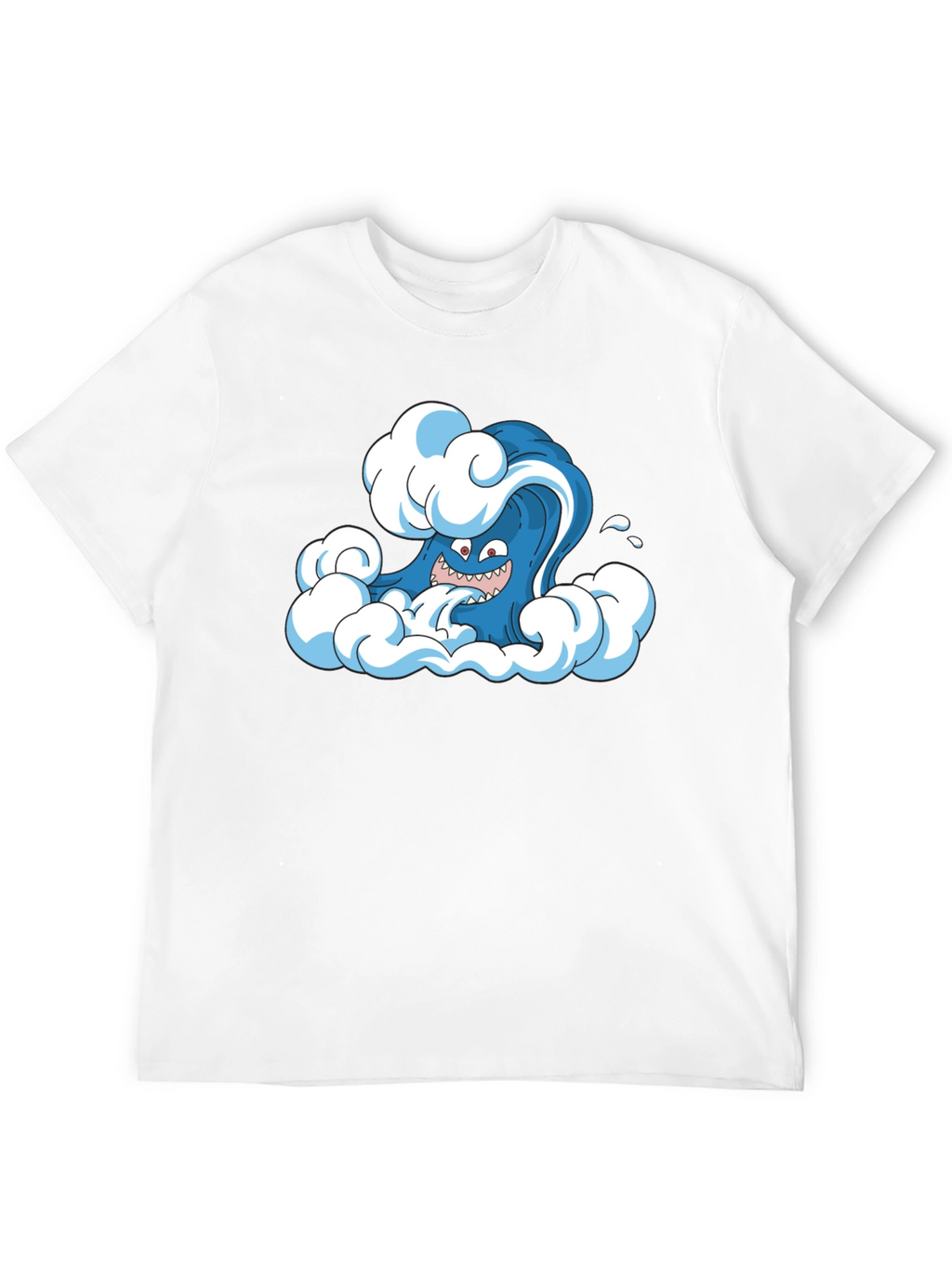 Cartoon Wave Black T-Shirt