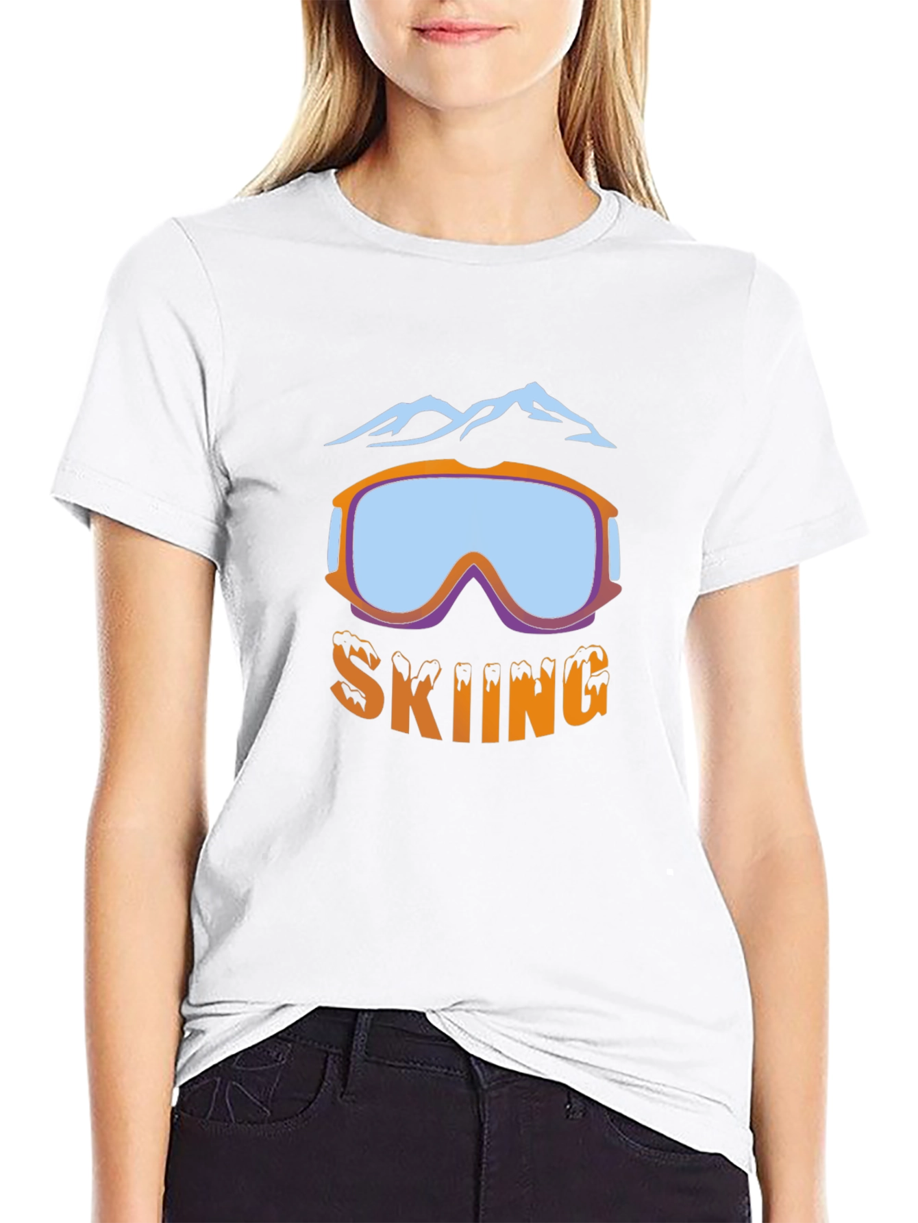 Skiing Goggles Graphic T-Shirt - Black