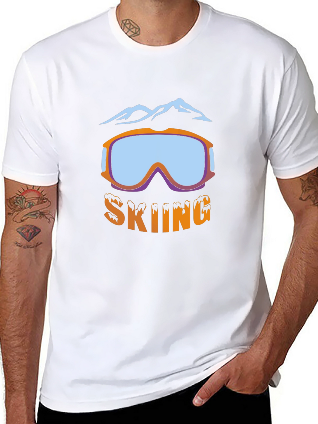 Skiing Goggles Graphic T-Shirt - Black