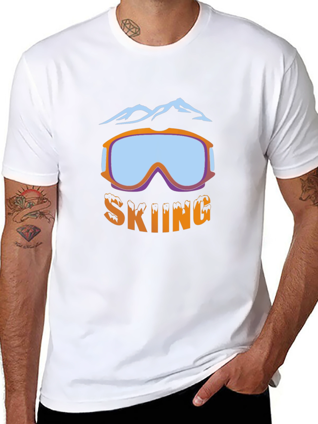 Skiing Goggles Graphic T-Shirt - Black