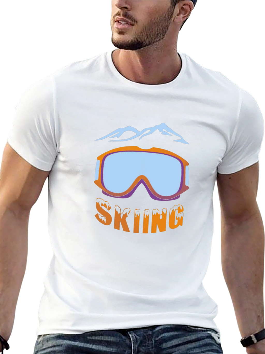 Skiing Goggles Graphic T-Shirt - Black