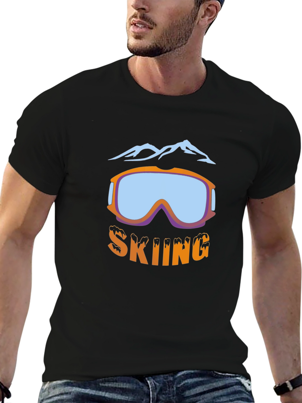 Skiing Goggles Graphic T-Shirt - Black