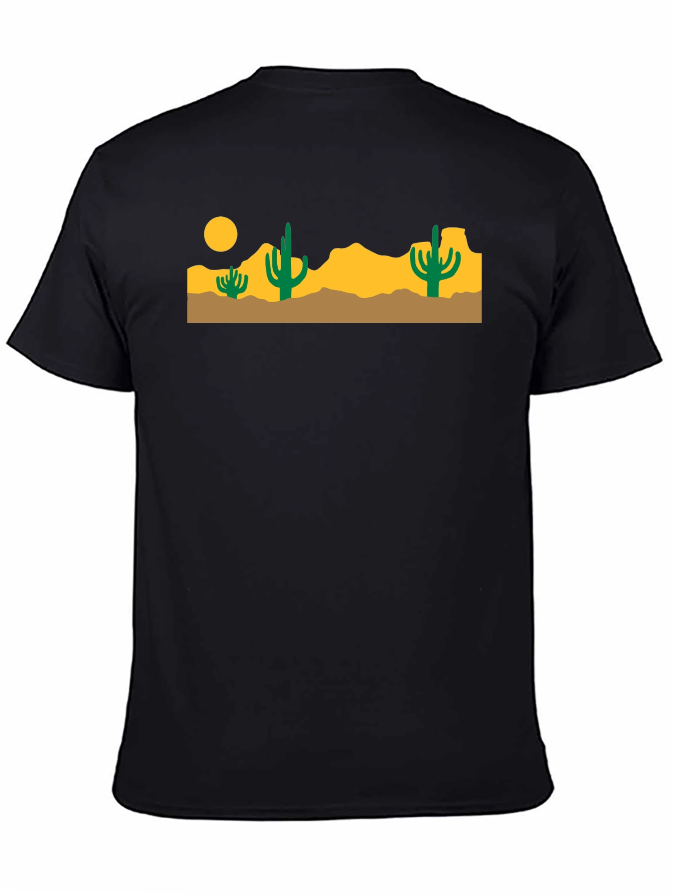 Desert Cactus Graphic Tee - Black Cotton T-Shirt