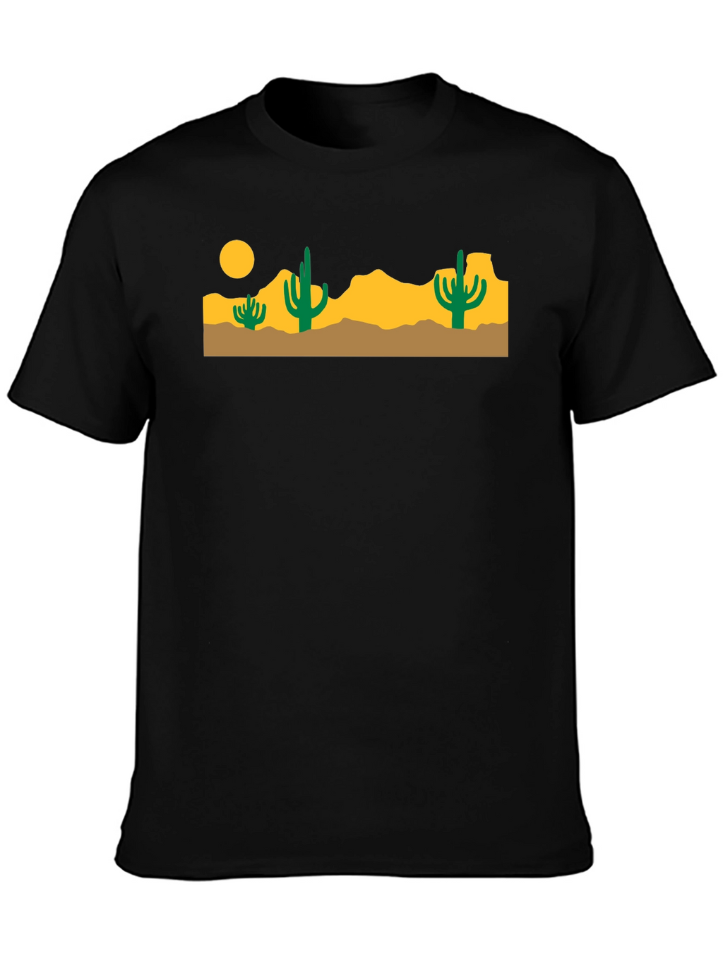 Desert Cactus Graphic Tee - Black Cotton T-Shirt