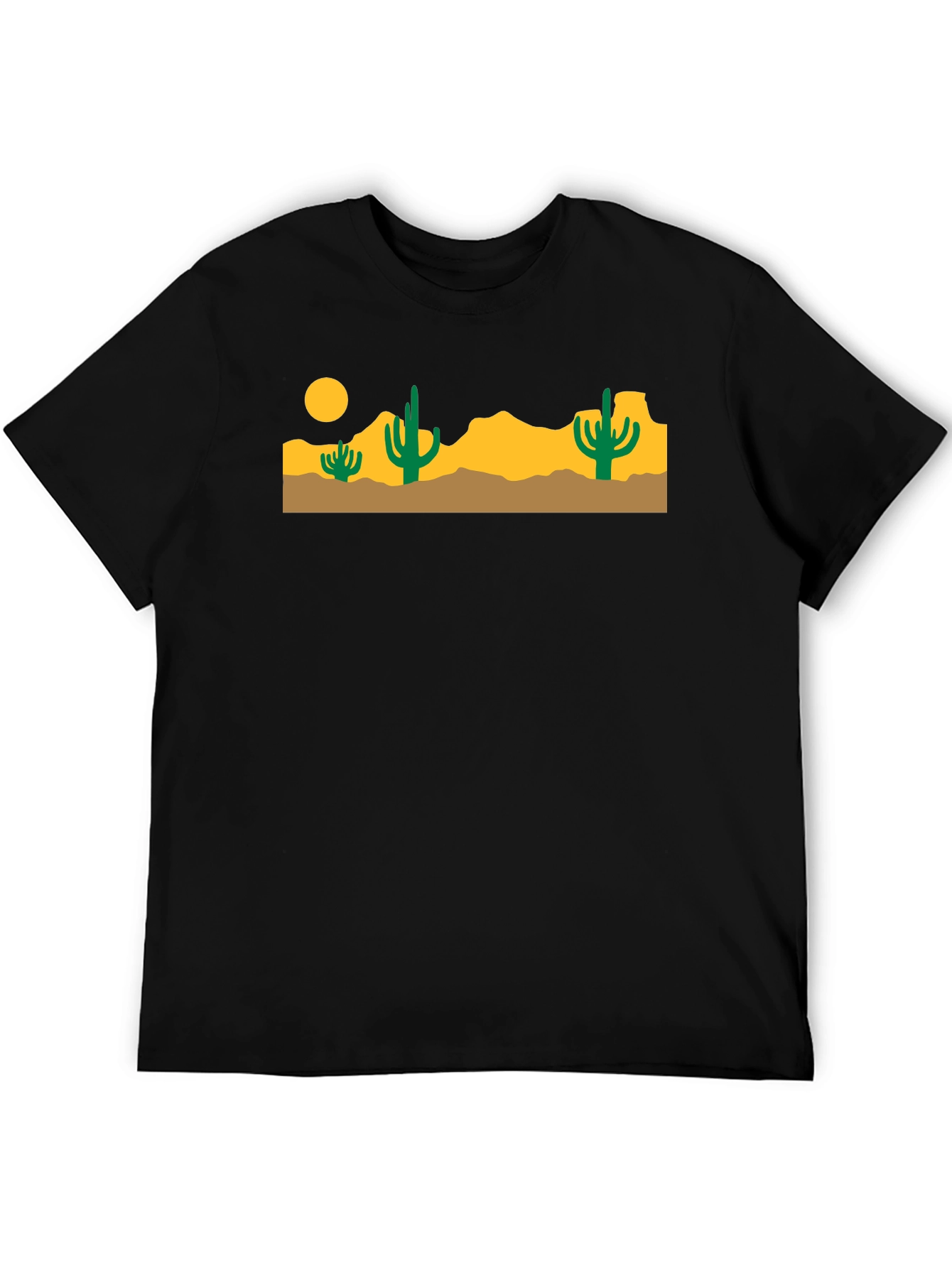 Desert Cactus Graphic Tee - Black Cotton T-Shirt