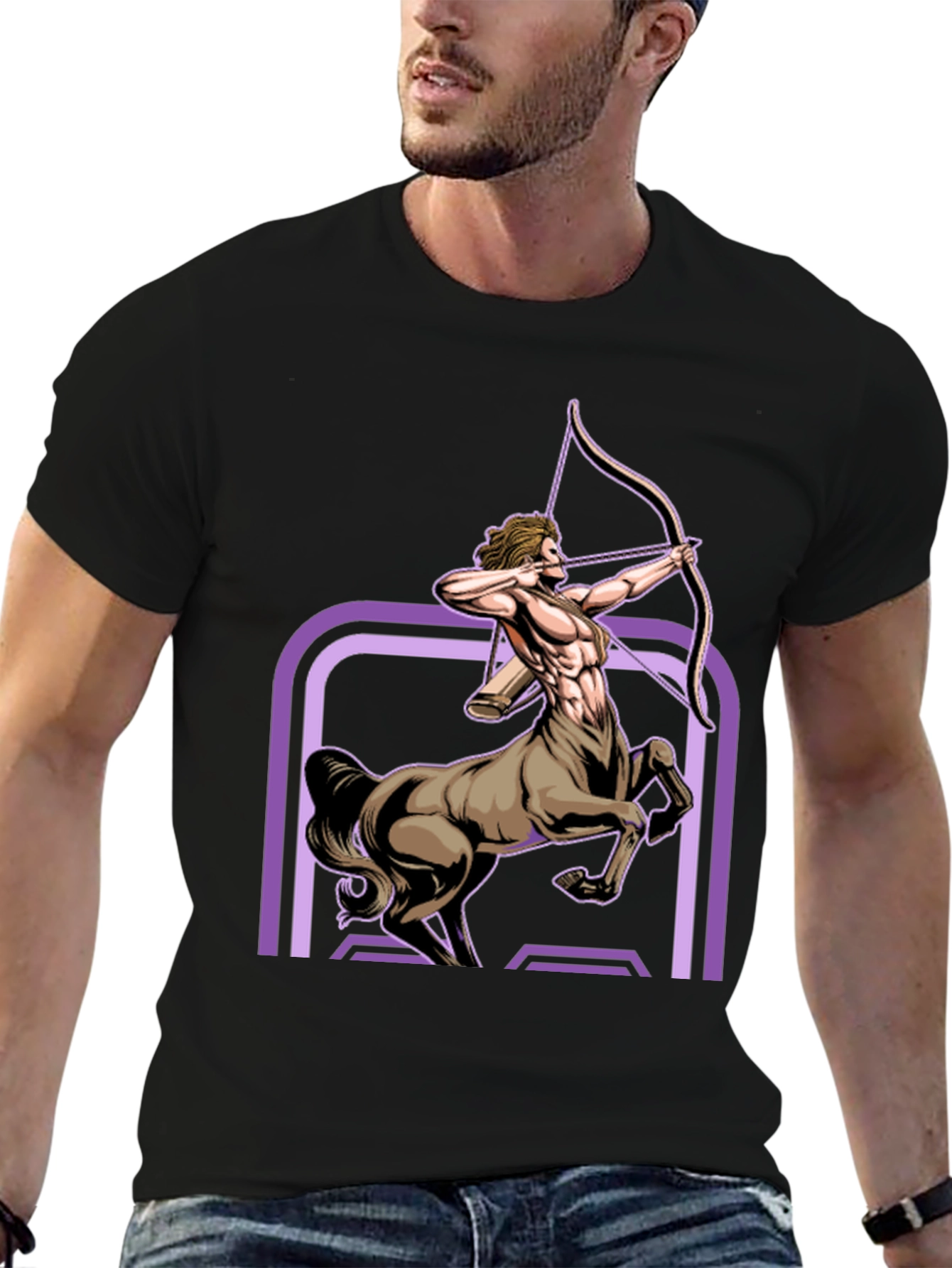 Sagittarius Centaur Graphic Tee - Black