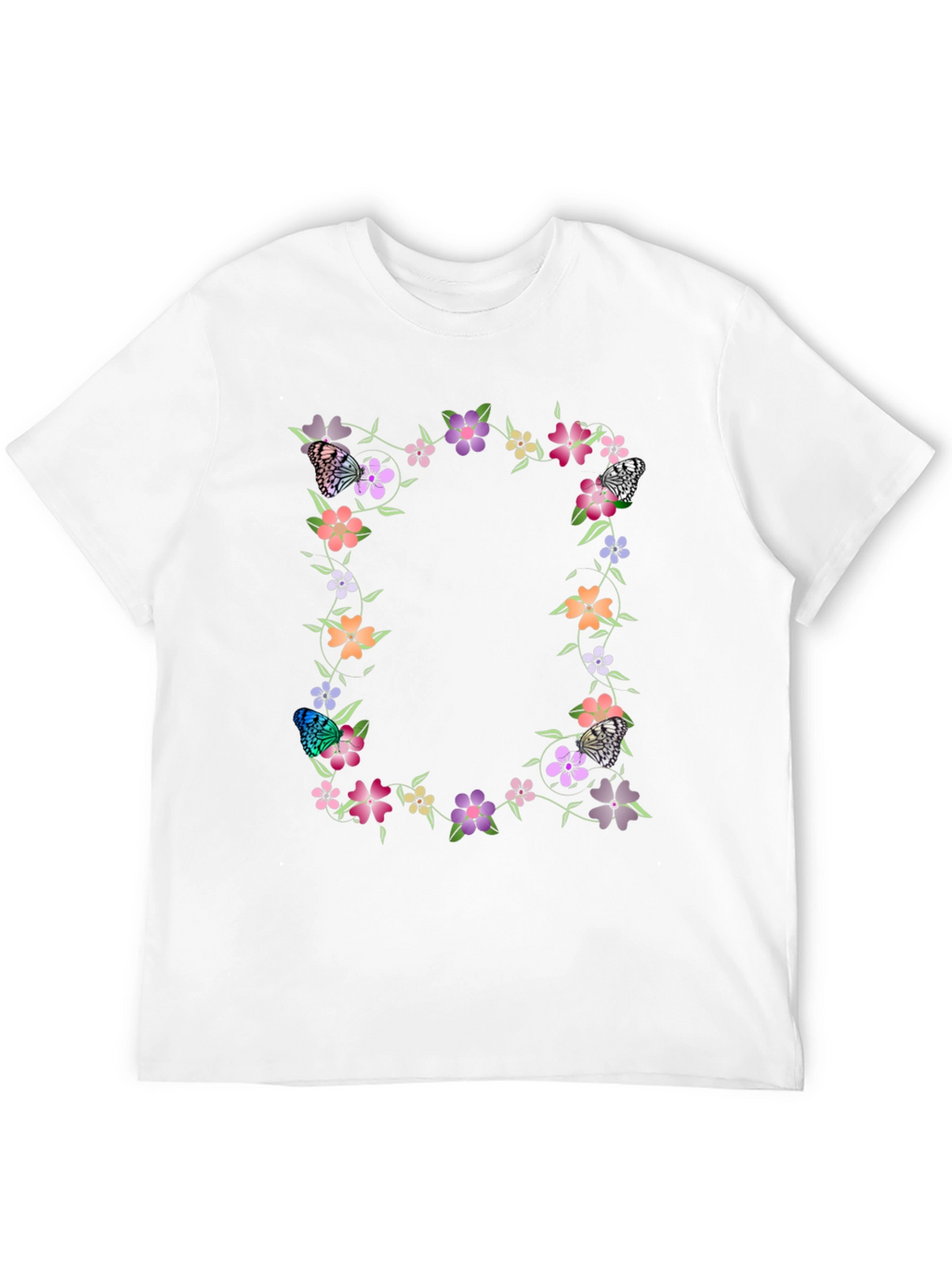 Floral Butterfly Black T-Shirt