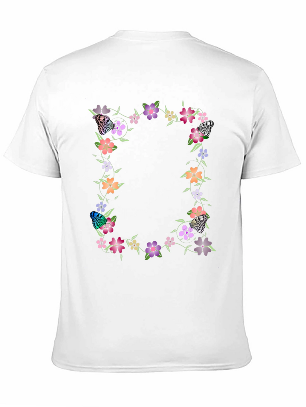 Floral Butterfly Black T-Shirt