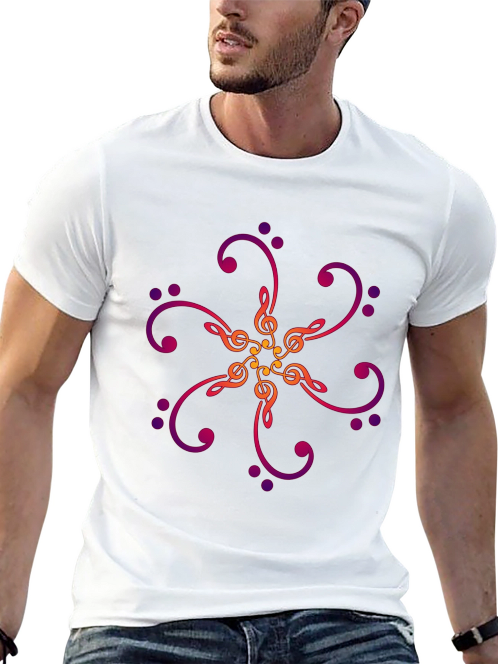 Musical Notes Graphic Print Black T-Shirt