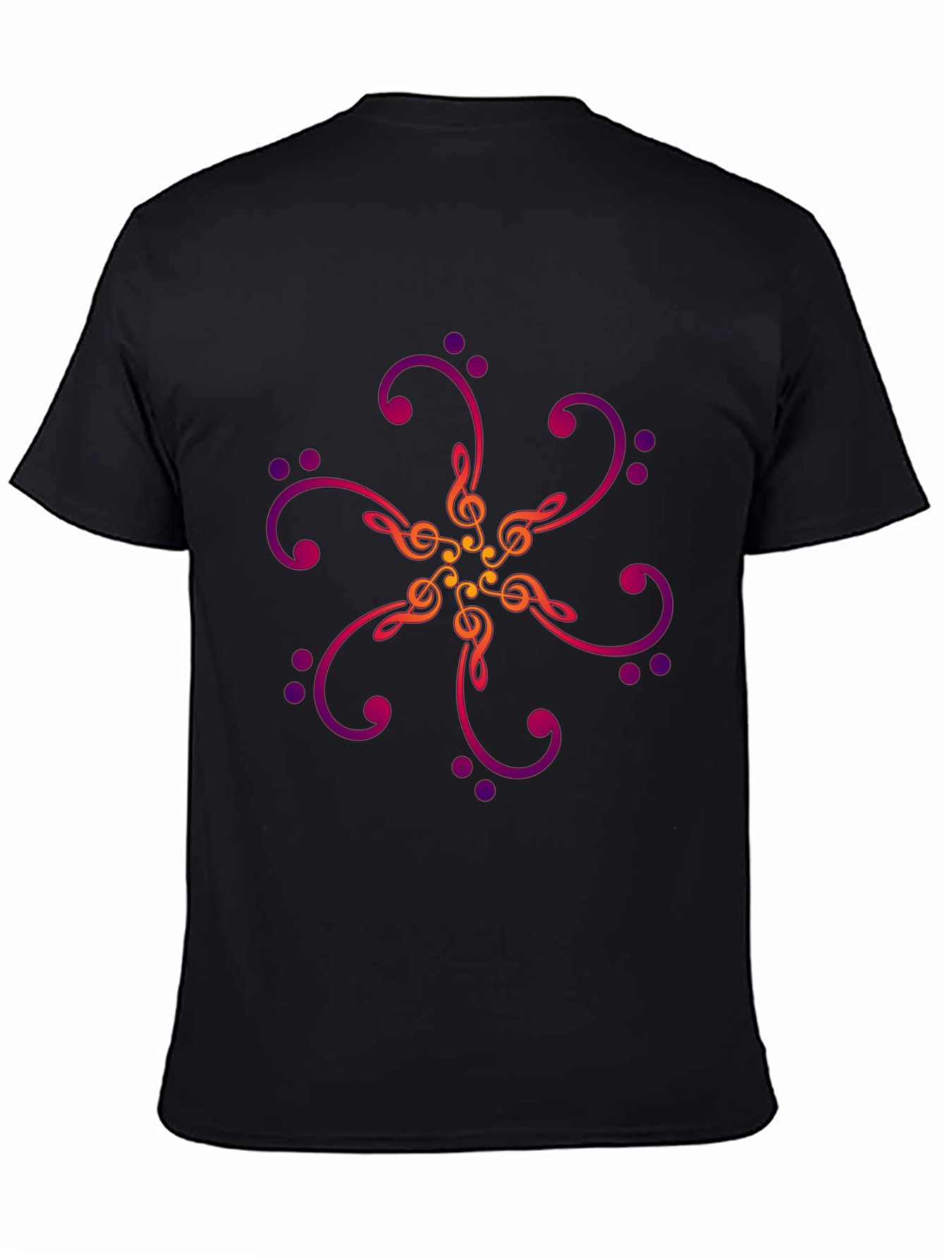 Musical Notes Graphic Print Black T-Shirt