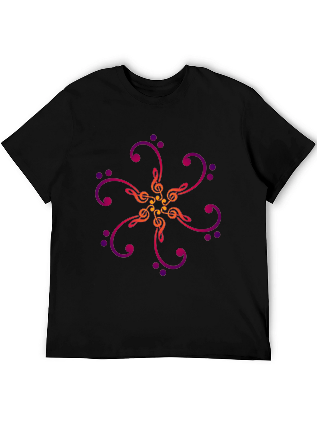 Musical Notes Graphic Print Black T-Shirt