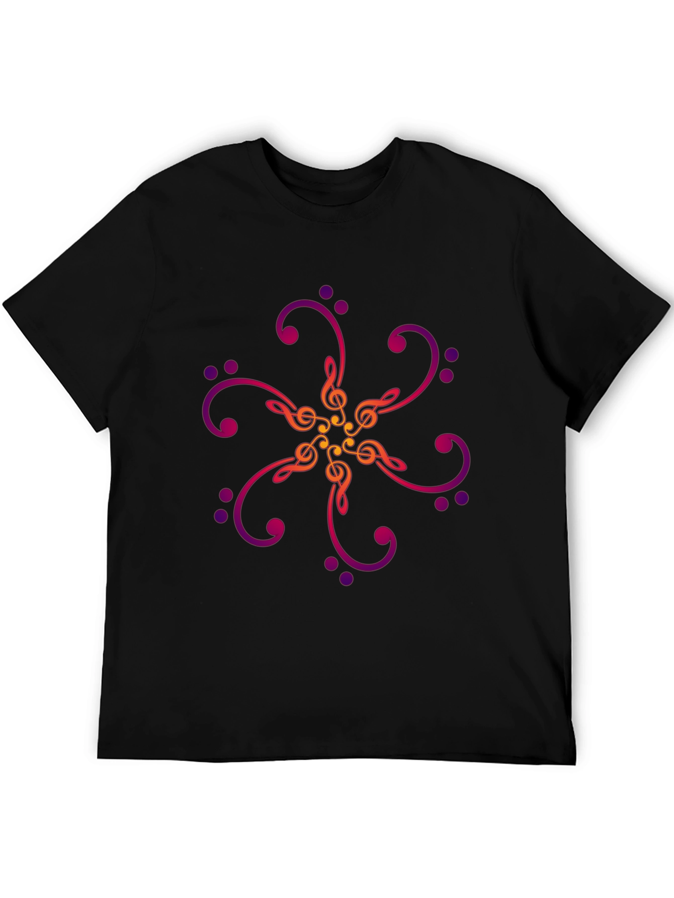 Musical Notes Graphic Print Black T-Shirt