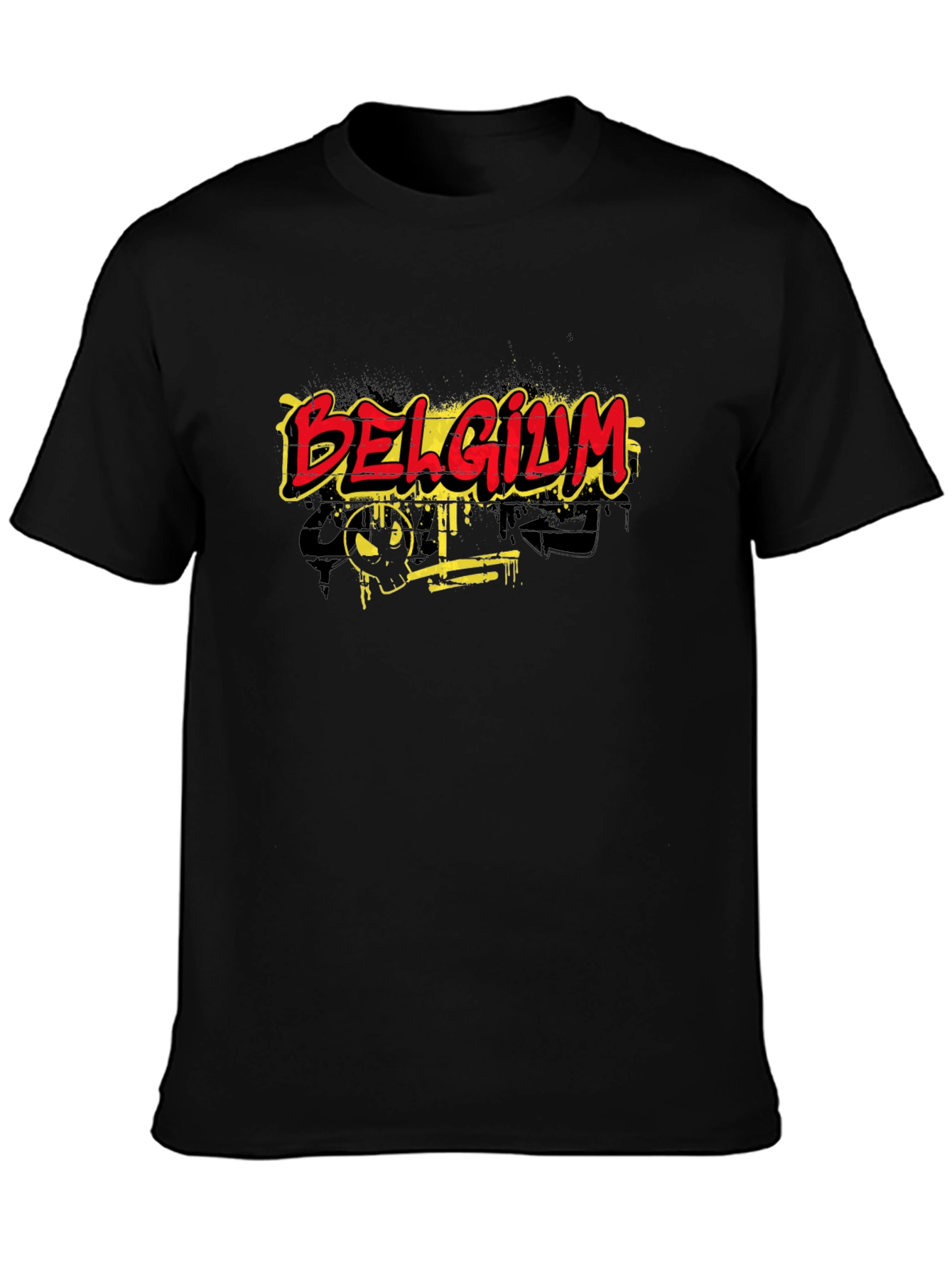 Belgium Graphic Print Black T-Shirt