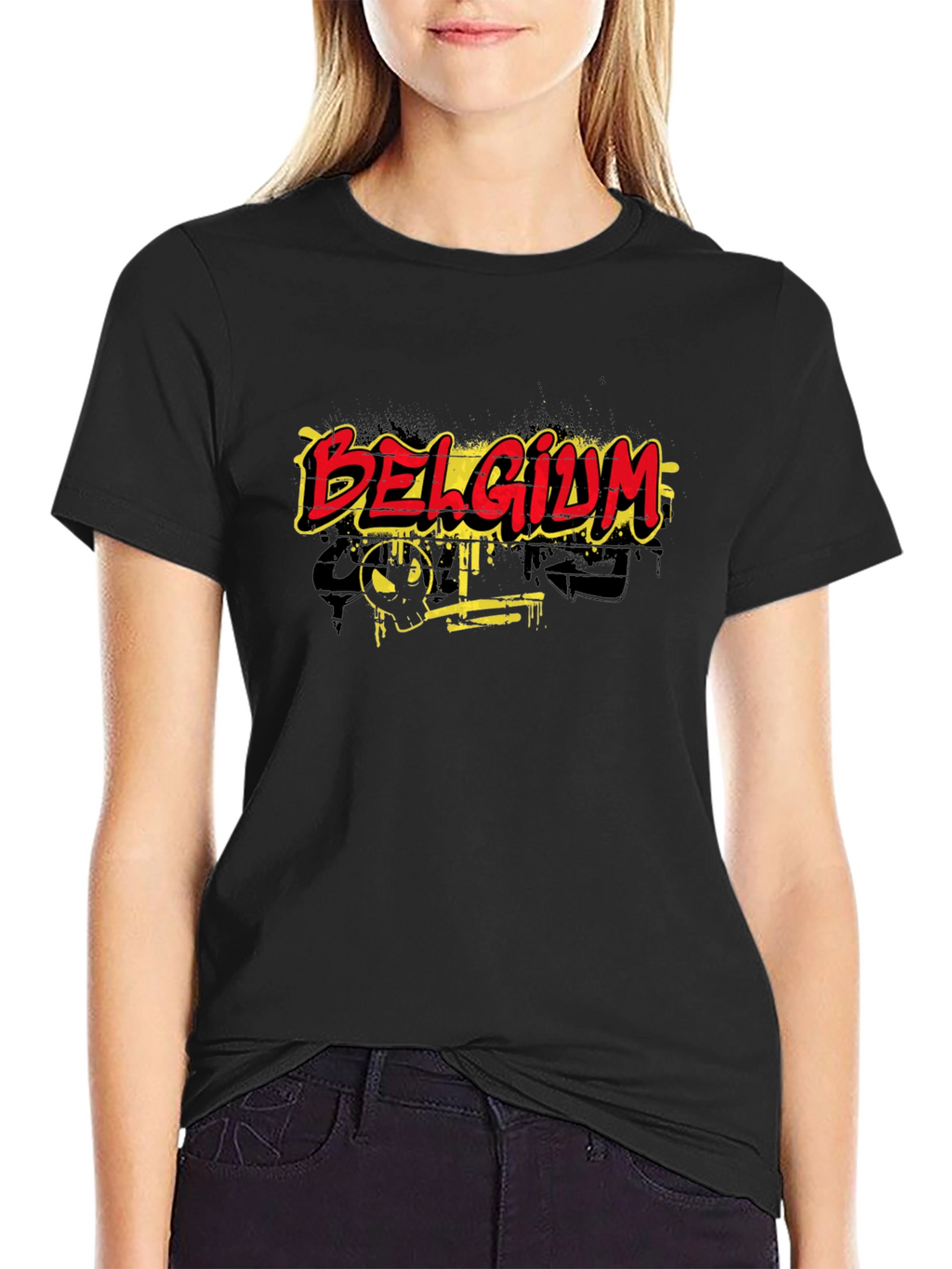 Belgium Graphic Print Black T-Shirt