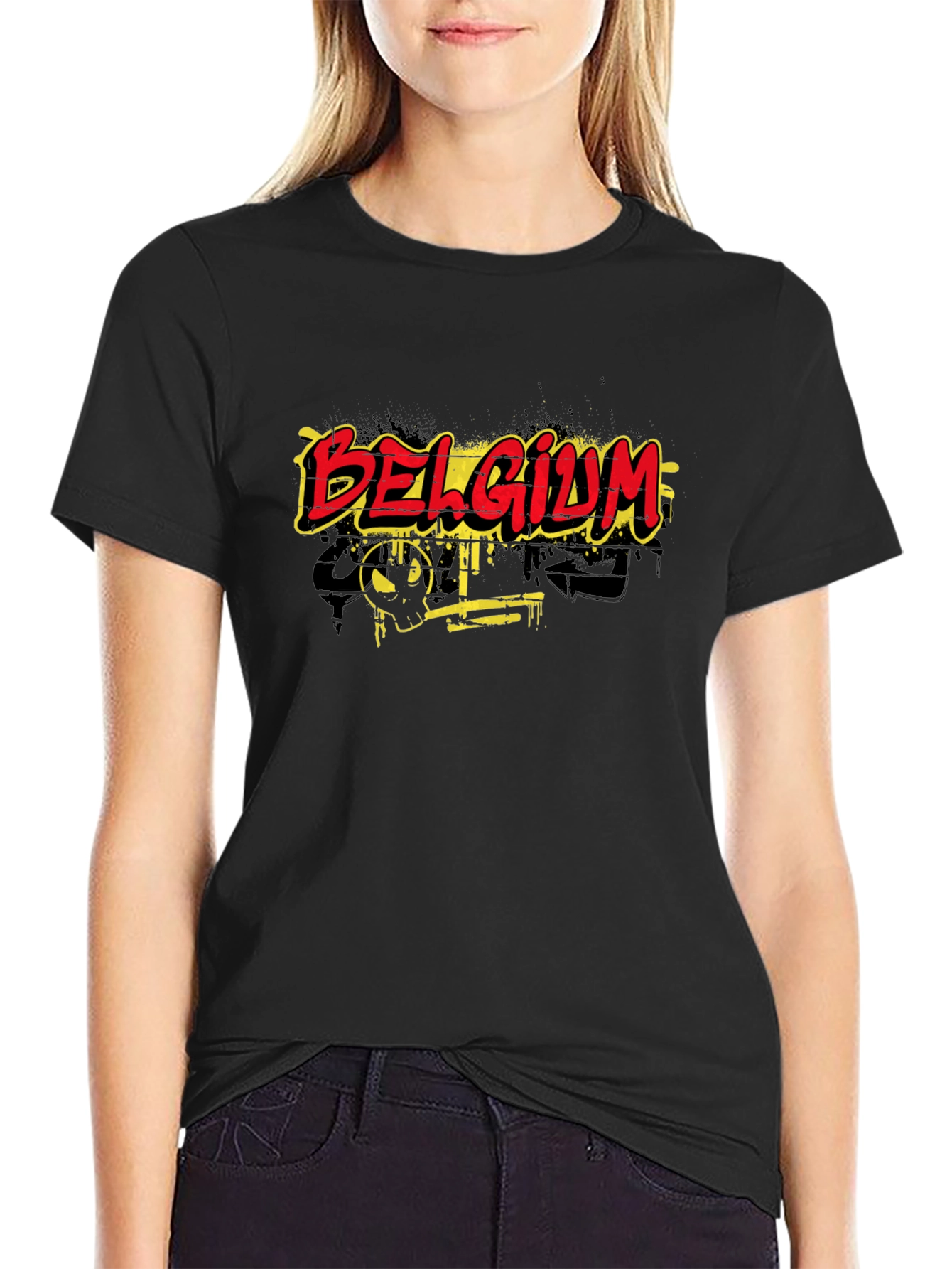 Belgium Graphic Print Black T-Shirt
