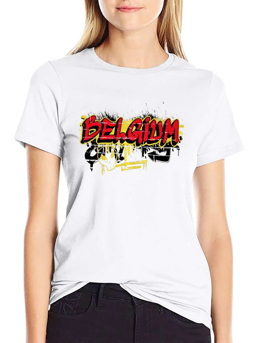 Belgium Graphic Print Black T-Shirt