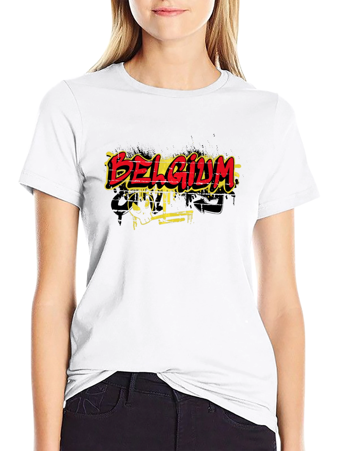 Belgium Graphic Print Black T-Shirt