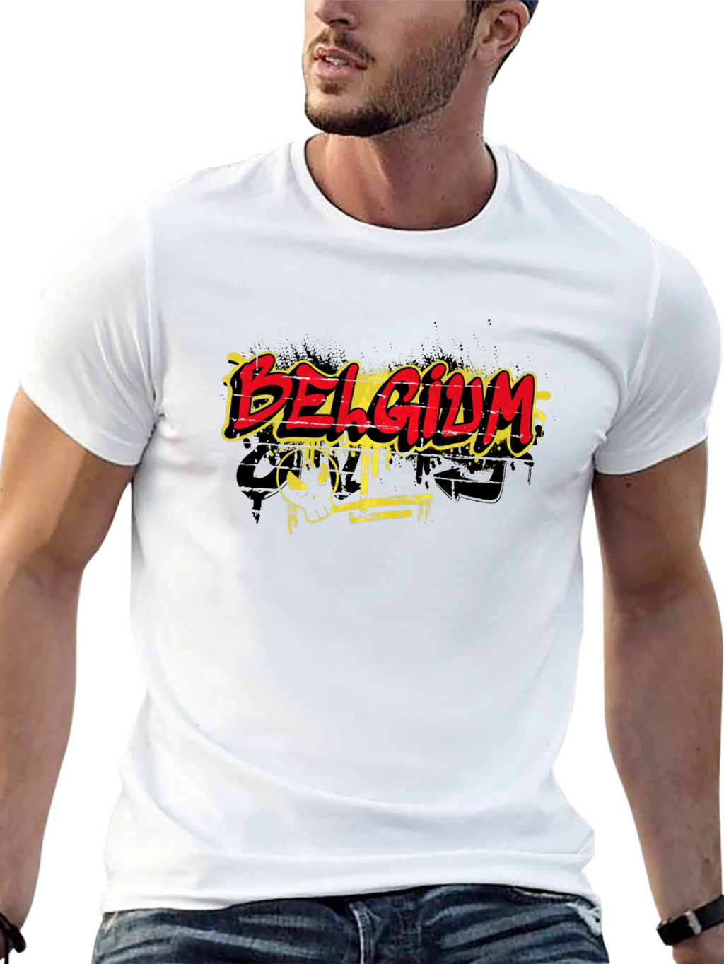 Belgium Graphic Print Black T-Shirt