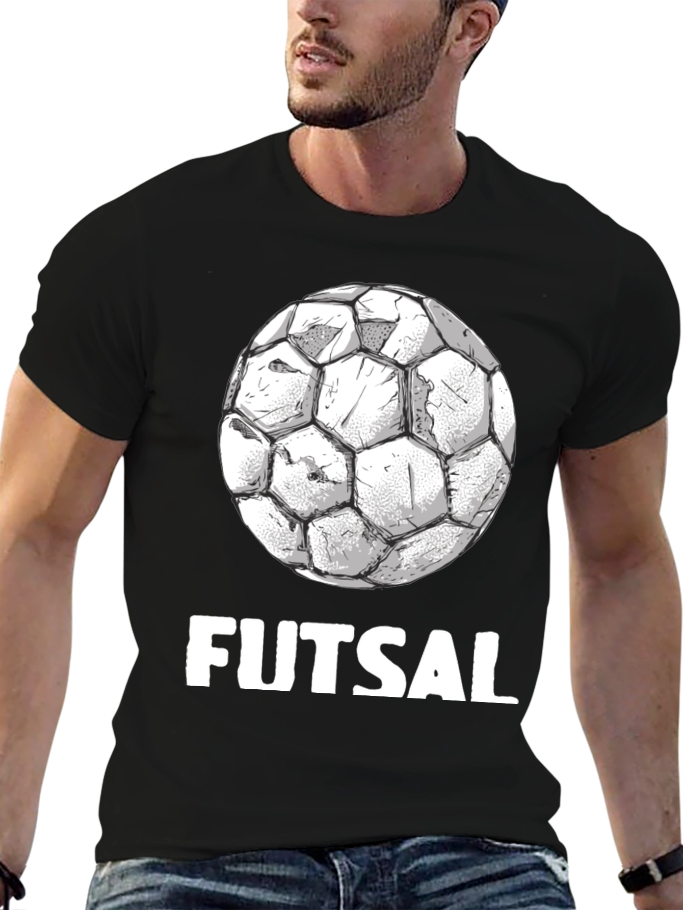 Futsal Graphic Tee - Black Cotton Soccer Shirt