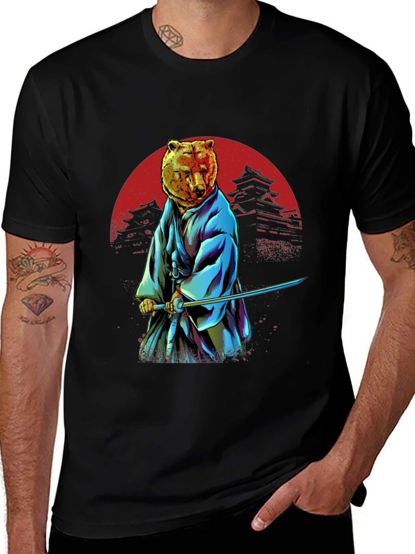 Samurai Bear T-Shirt - Unique Graphic Tee