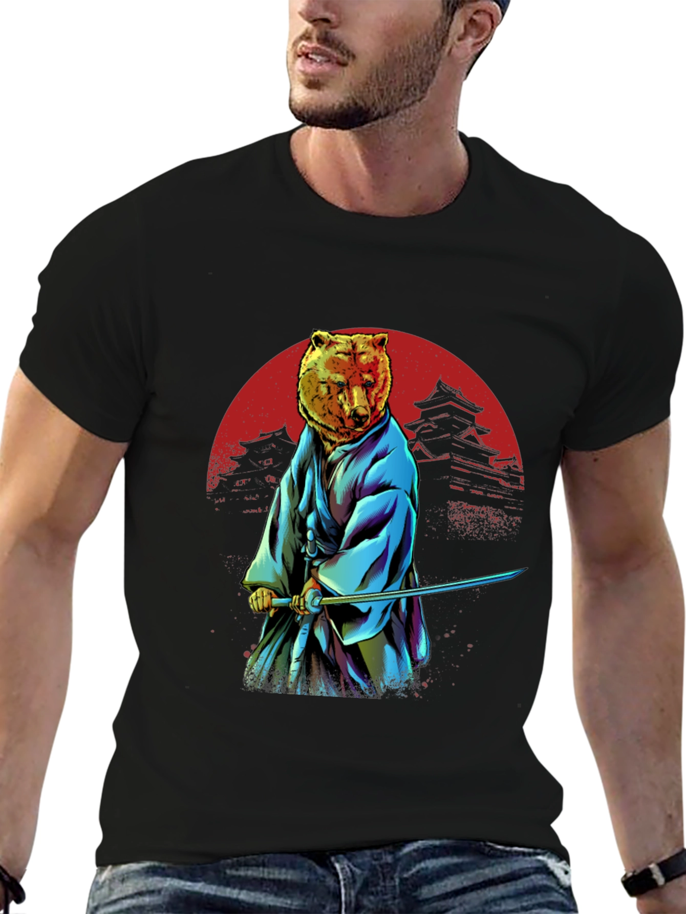 Samurai Bear T-Shirt - Unique Graphic Tee