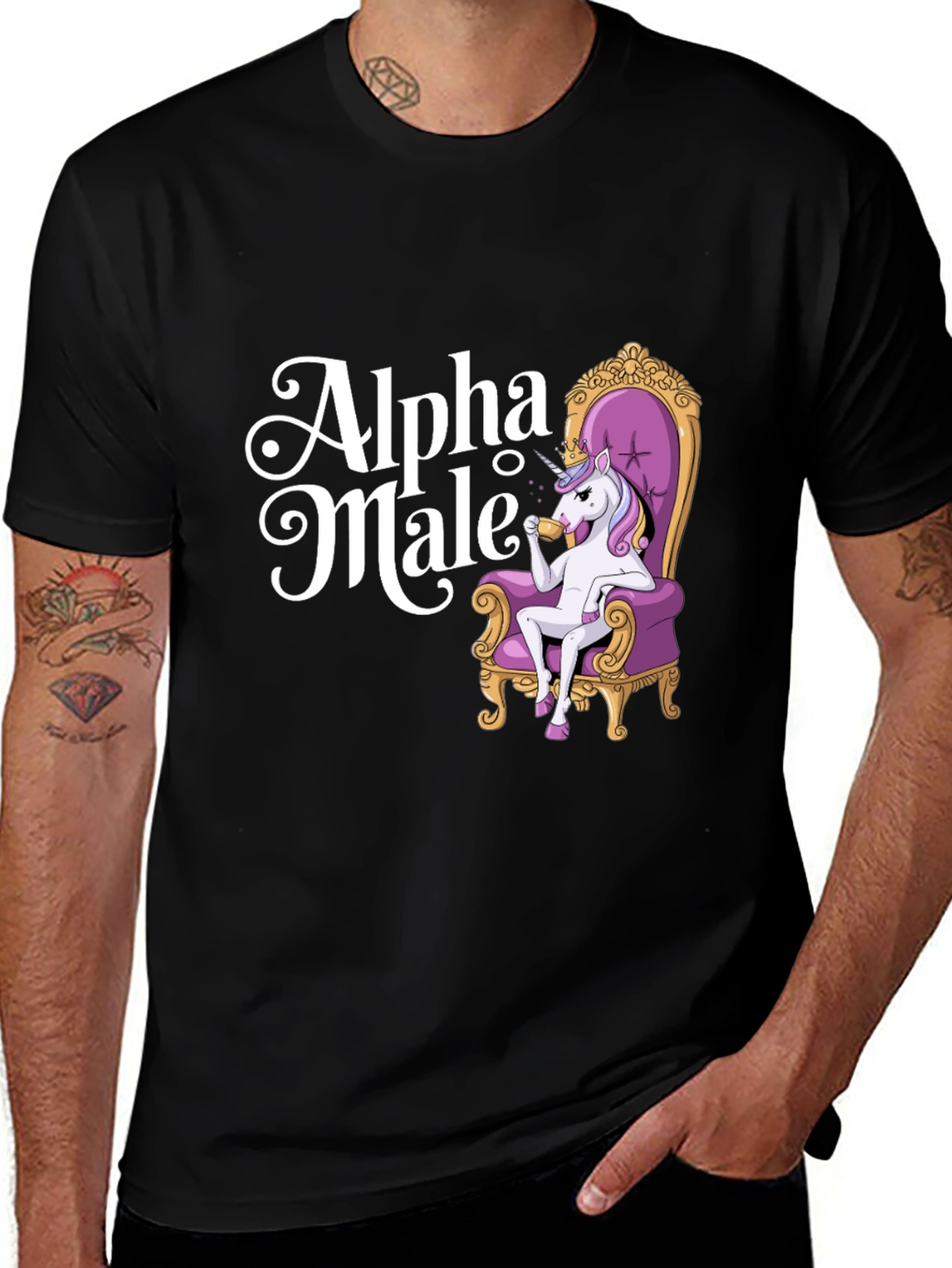 Alpha Male Unicorn T-Shirt - Black Graphic Tee