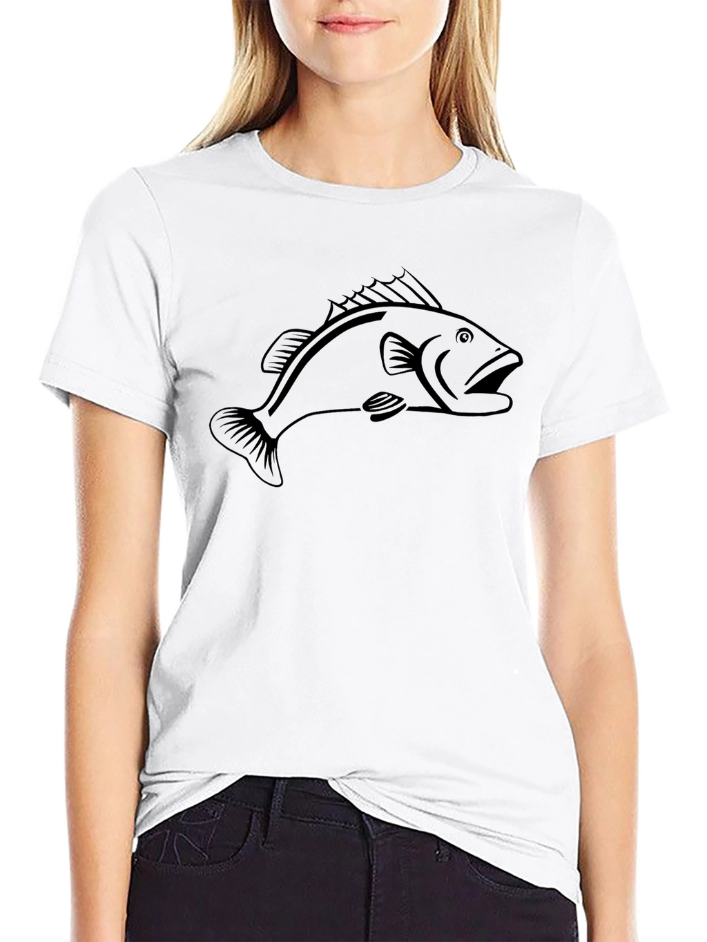 Mens Black Graphic Tee - Fish Design