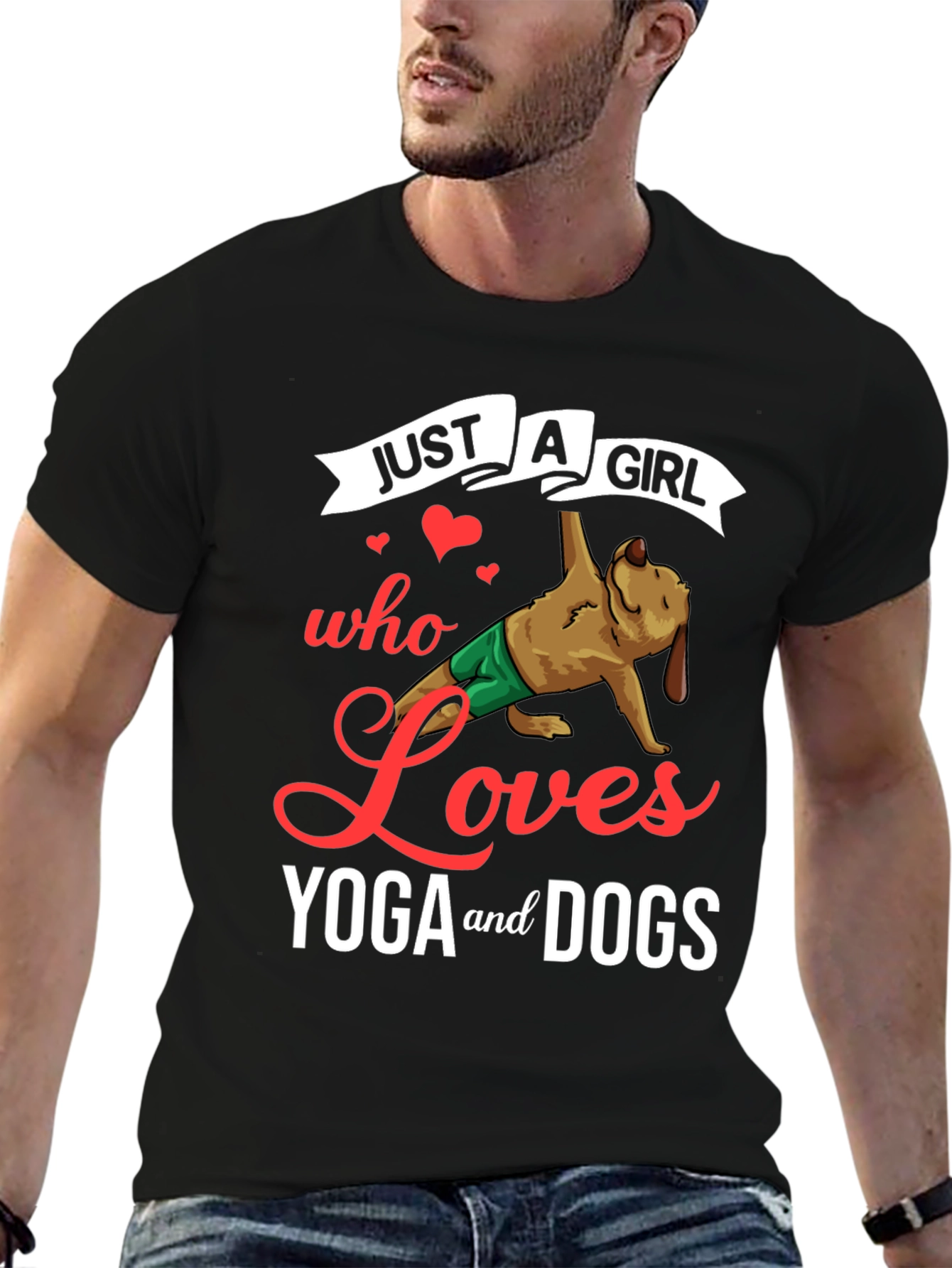 Yoga and Dogs T-Shirt - Just a Girl Who Loves