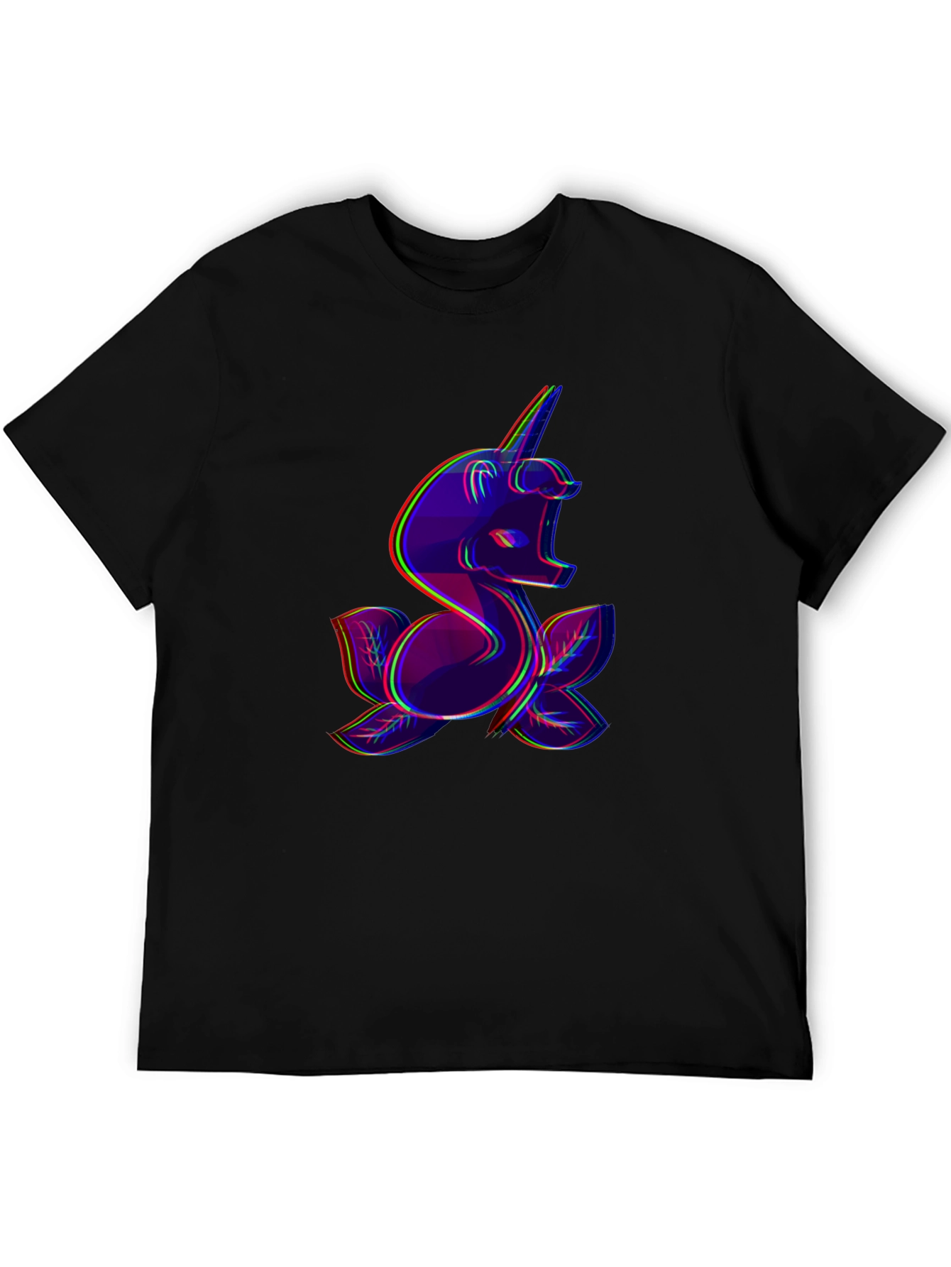 Unicorn Glitch T-Shirt - Black Cotton Tee