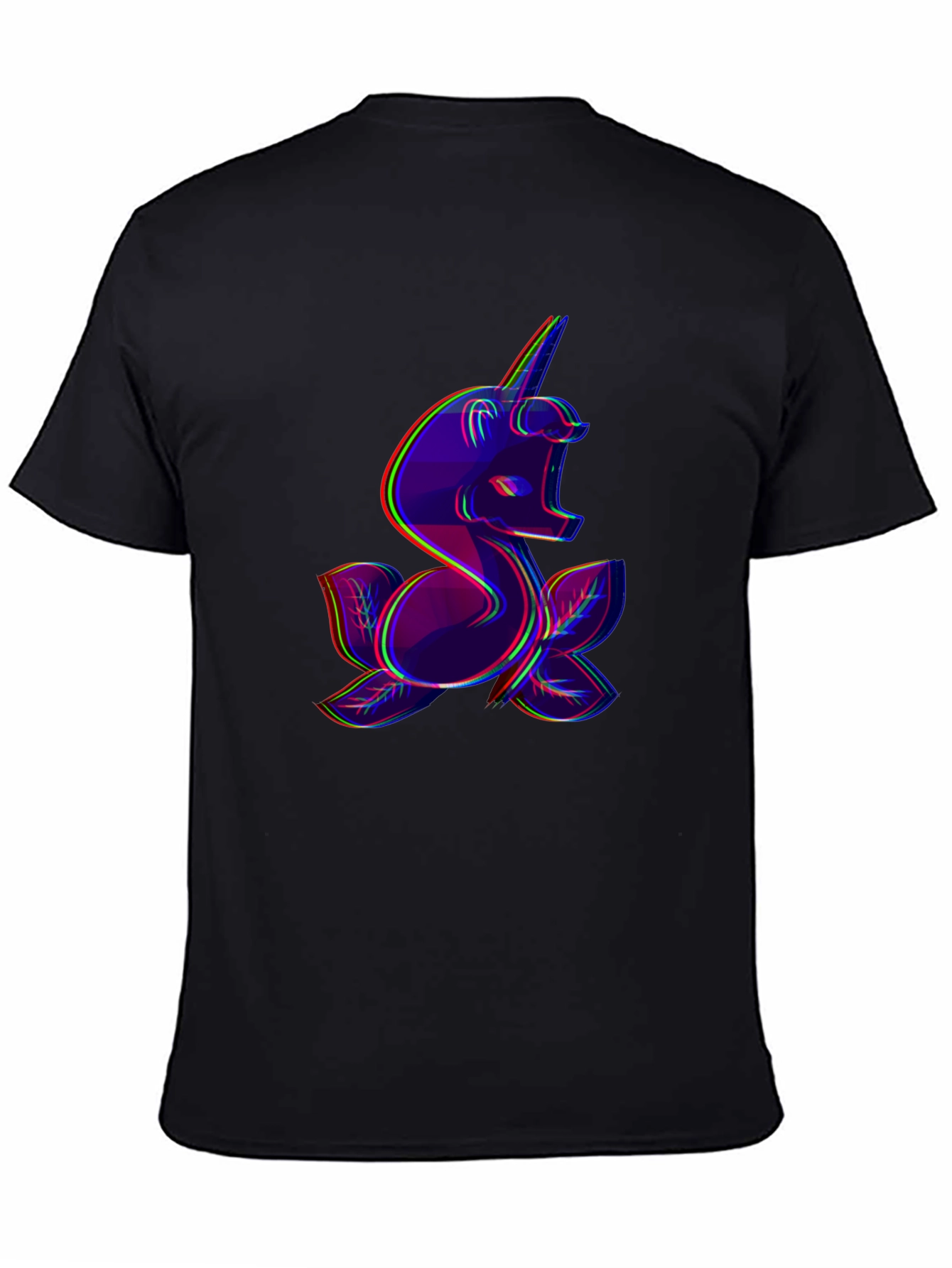 Unicorn Glitch T-Shirt - Black Cotton Tee