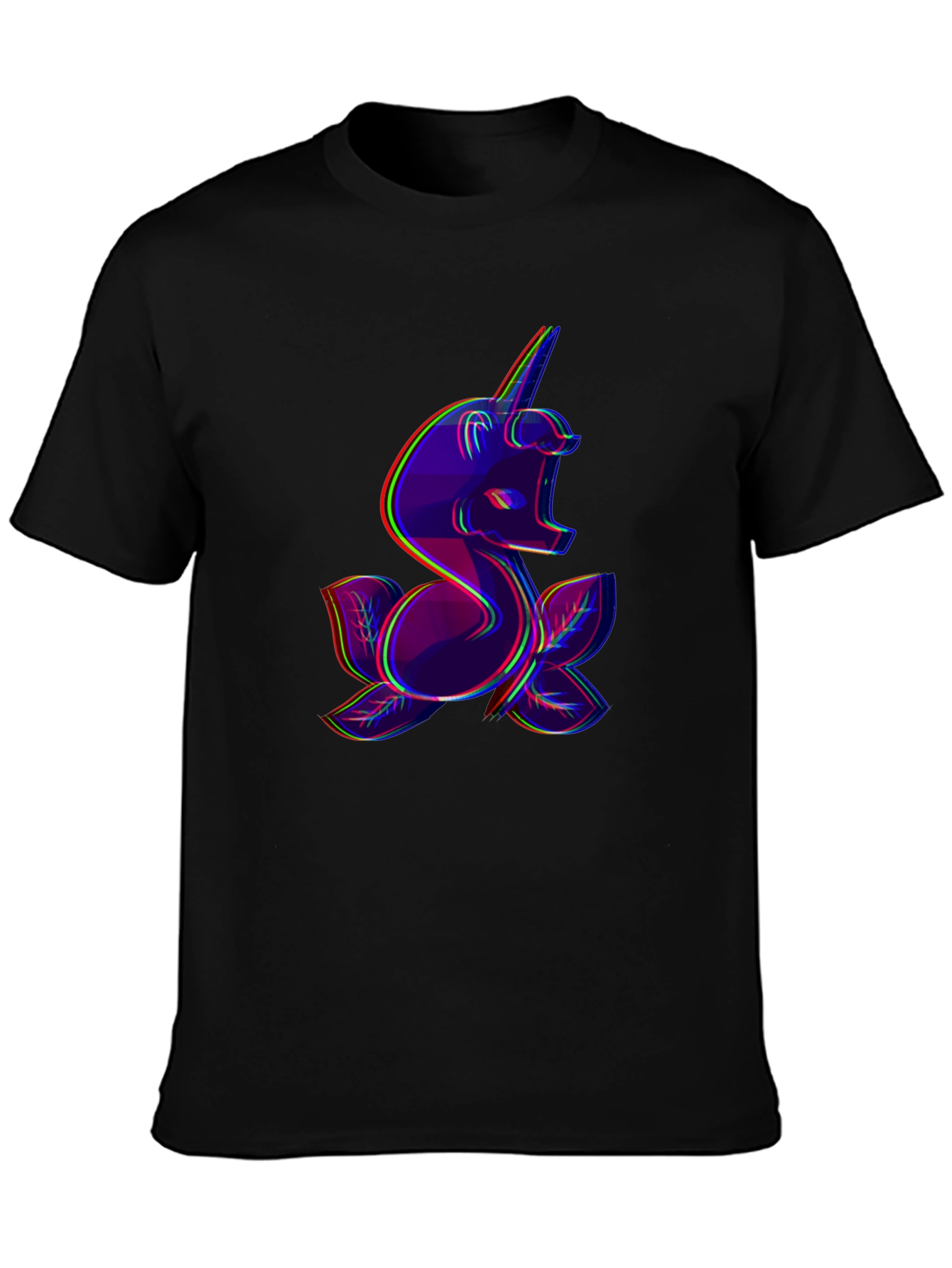 Unicorn Glitch T-Shirt - Black Cotton Tee