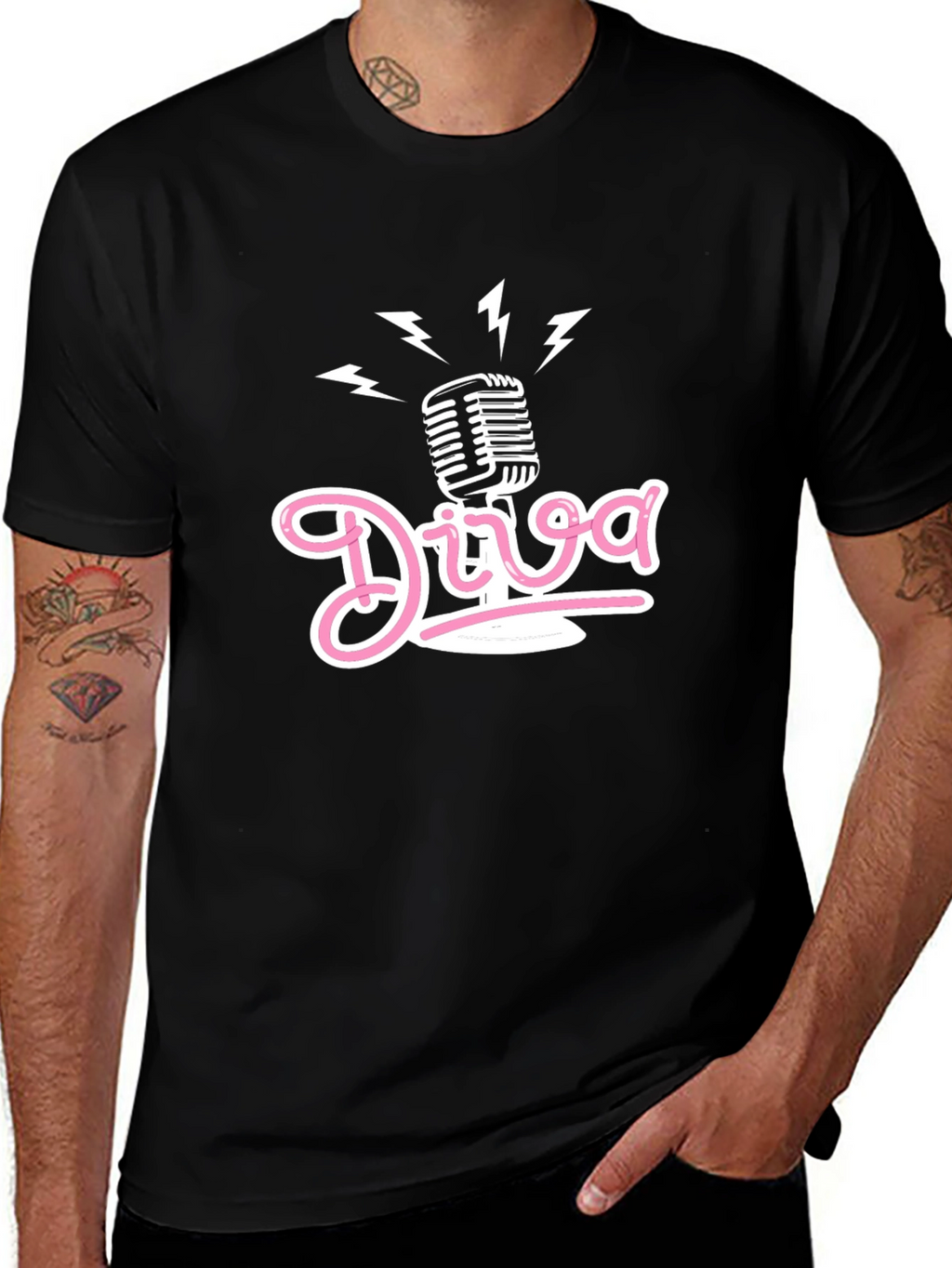 Diva Microphone Graphic T-Shirt - Stylish Music Lover Tee