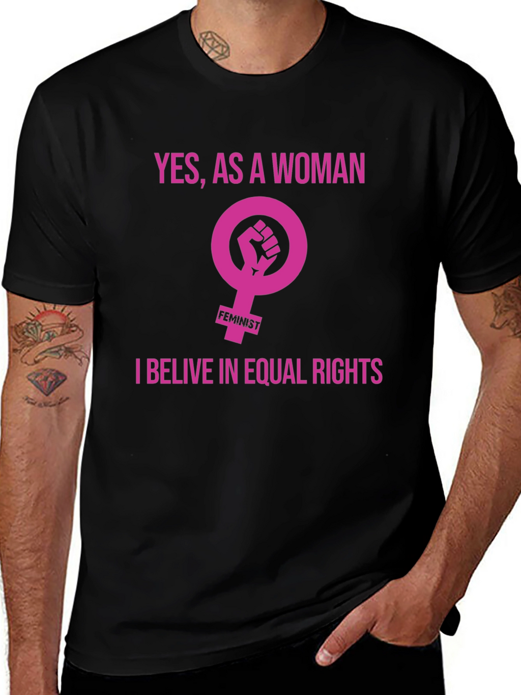 Feminist Equal Rights Graphic Tee - Black