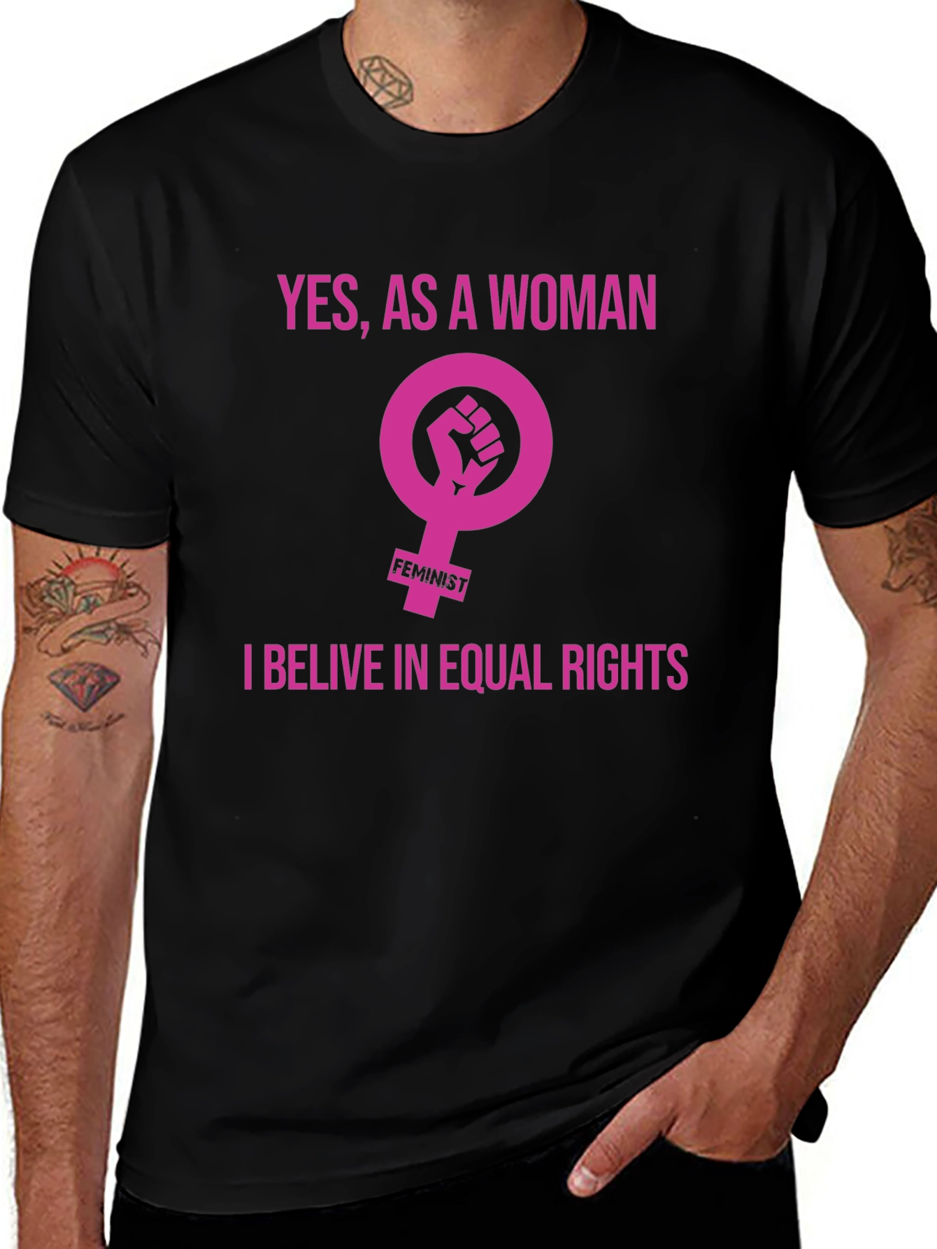 Feminist Equal Rights Graphic Tee - Black